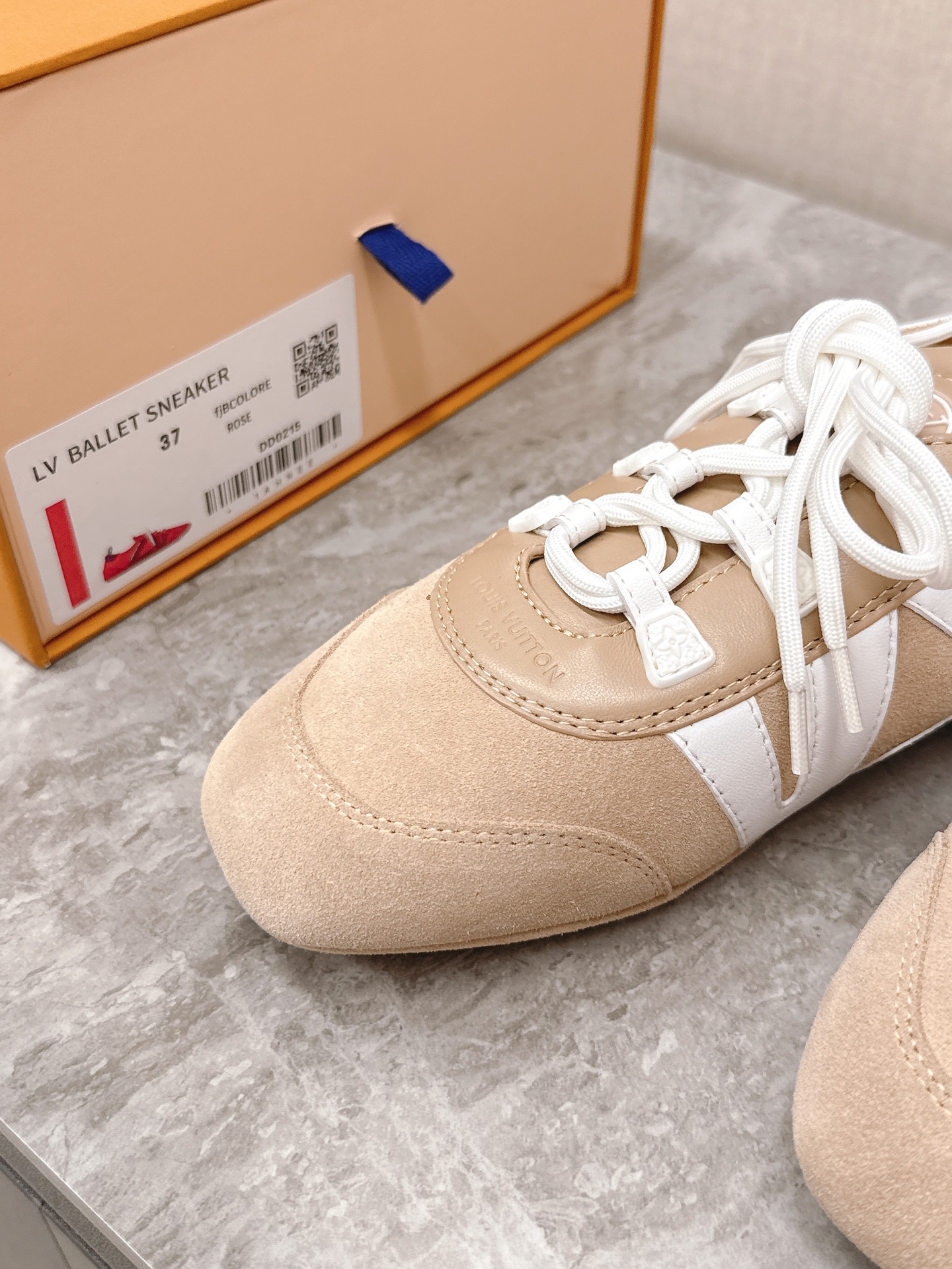 Louis Vuitton Sneakerina Ballet Sneakers Beige Suede Leather Women's Shoes 7 i1745399947 7251 0