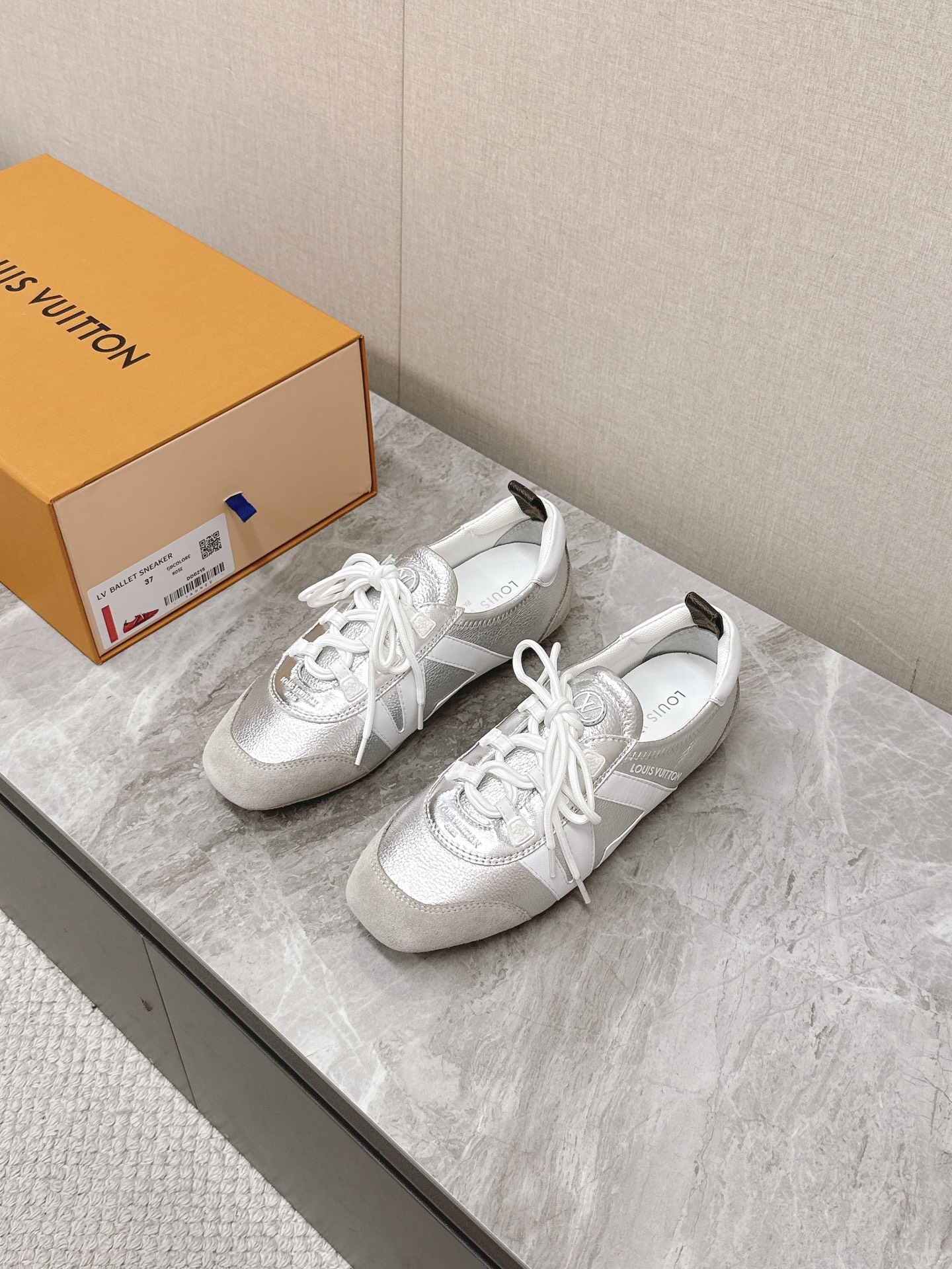 Louis Vuitton Sneakerina Ballet Sneakers - Silver Leather, Monogram Detail 2 i1745399972 5913 0