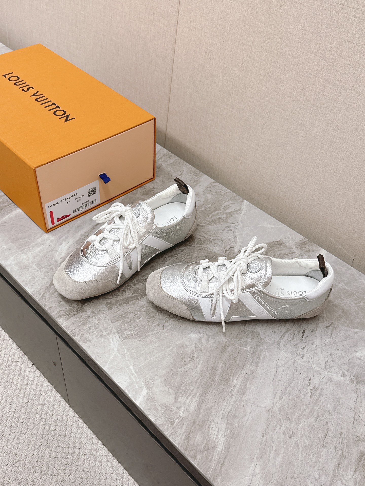 Louis Vuitton Sneakerina Ballet Sneakers - Silver Leather, Monogram Detail 3 i1745399972 6699 0