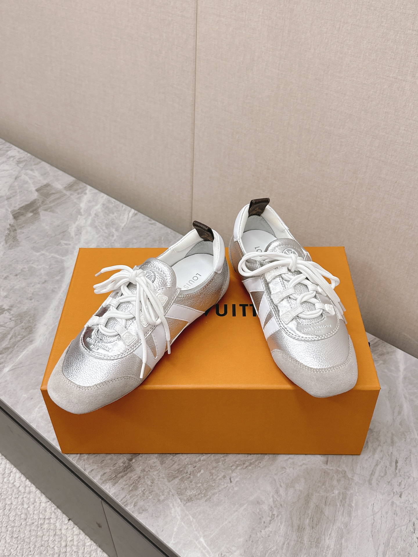 Louis Vuitton Sneakerina Ballet Sneakers - Silver Leather, Monogram Detail 6 i1745399972 7815 0