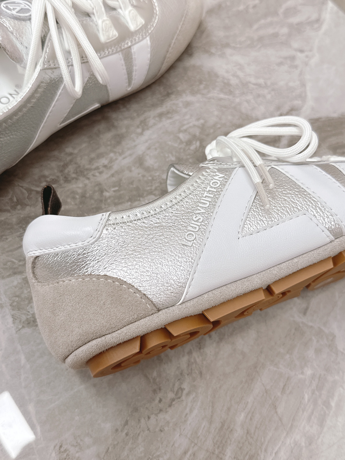 Louis Vuitton Sneakerina Ballet Sneakers - Silver Leather, Monogram Detail 9 i1745399973 3307 0