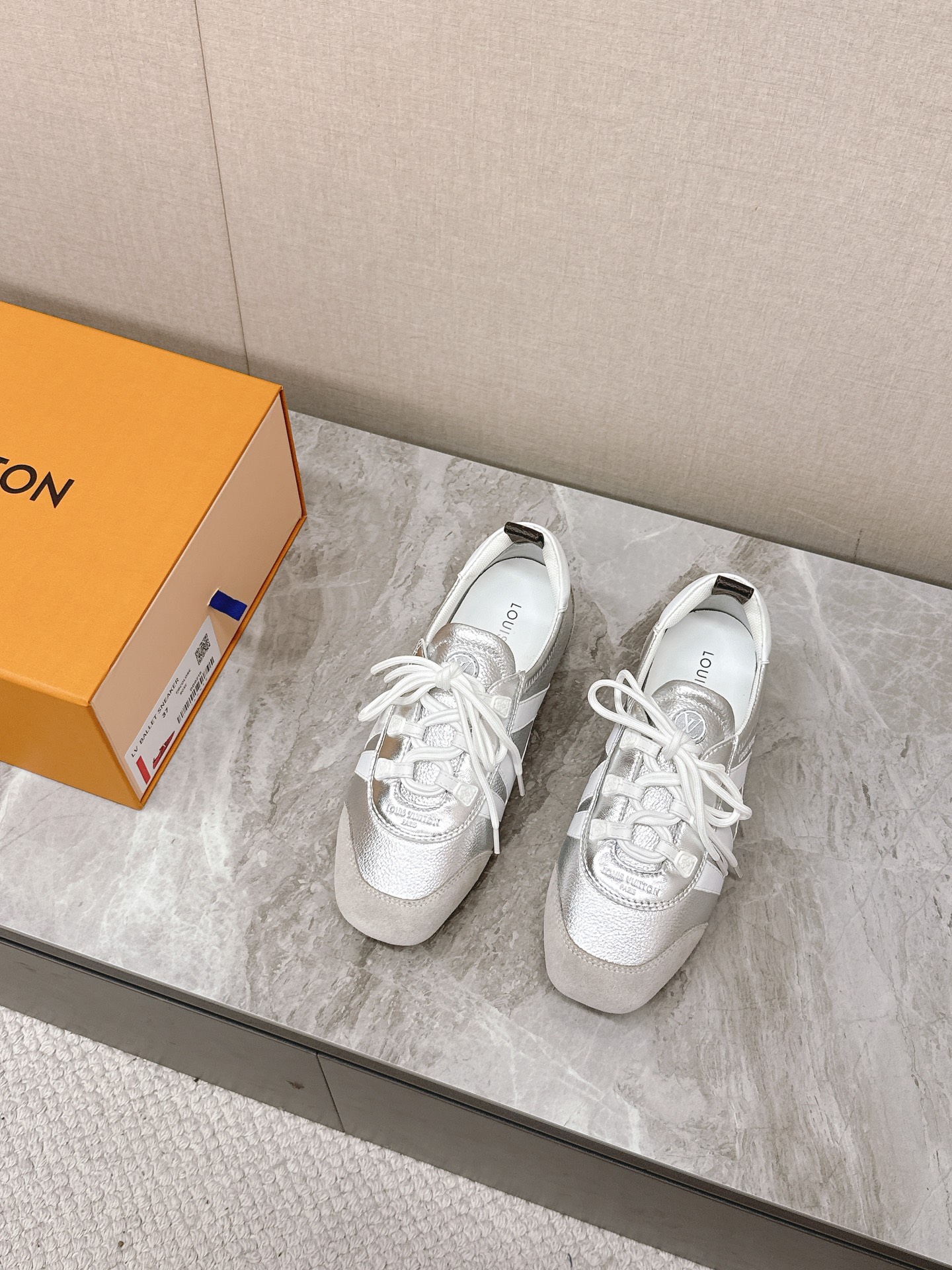 Louis Vuitton Sneakerina Ballet Sneakers - Silver Leather, Monogram Detail 4 i1745399973 380 0