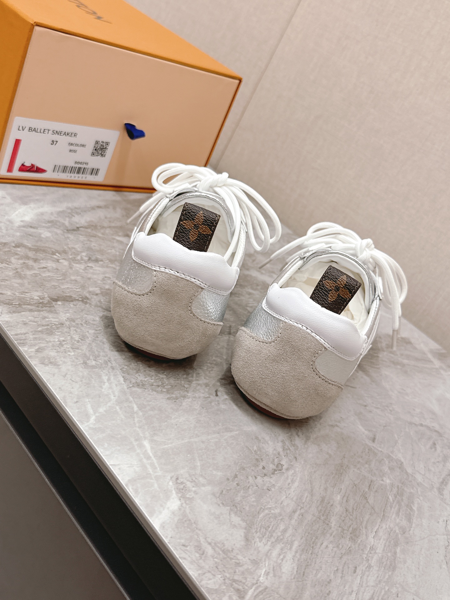 Louis Vuitton Sneakerina Ballet Sneakers - Silver Leather, Monogram Detail 8 i1745399973 4008 0