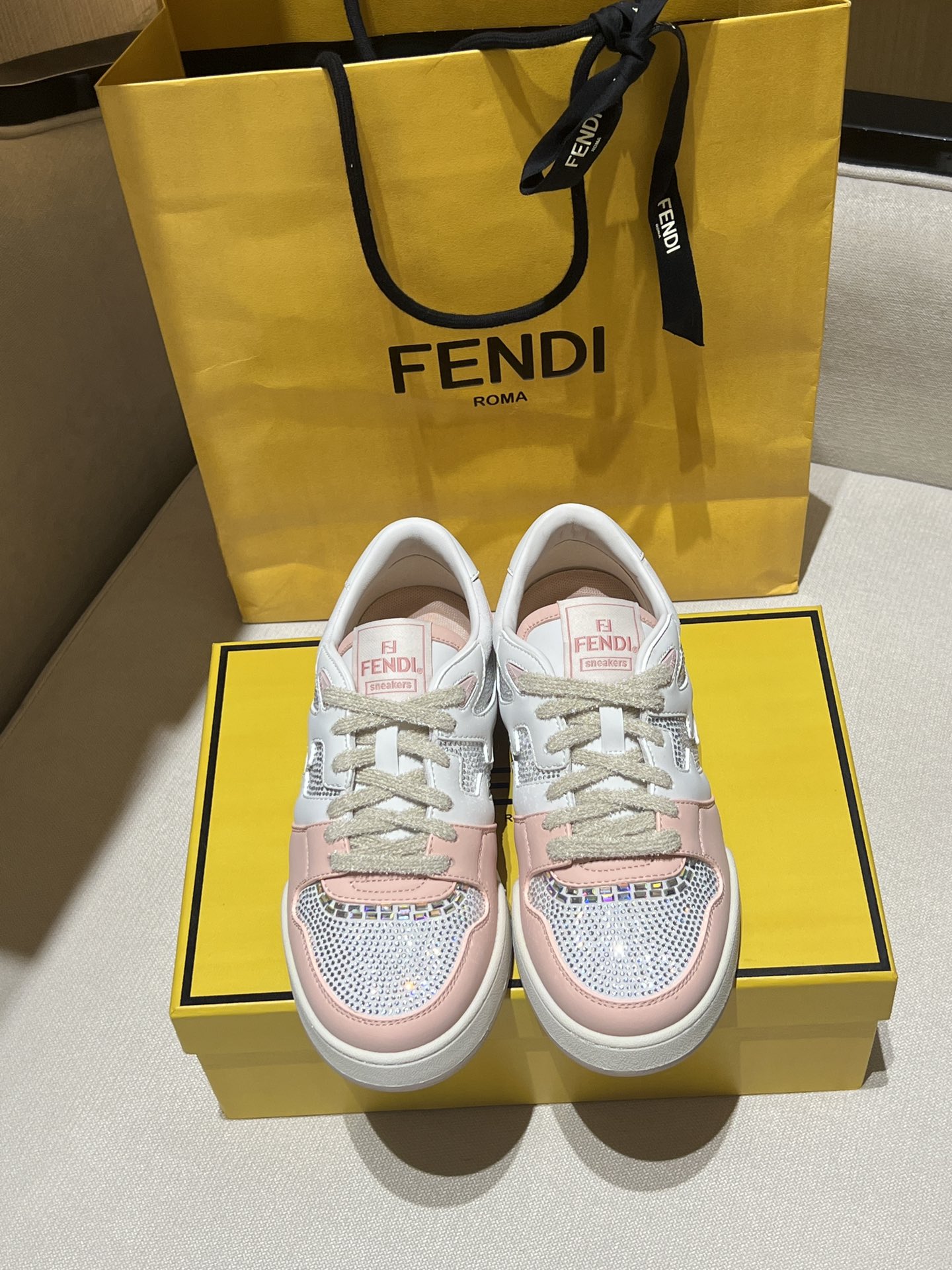 Fendi Skateboard Shoes Chamois Cowhide Rubber Low Tops