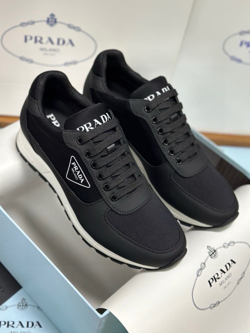 Prada Men's Black Fabric and Leather Lightweight Sneaker Shoes,Size 38-46 1 Prada Men's Black Fabric and Leather Lightweight Sneaker Shoes,Size 38-46