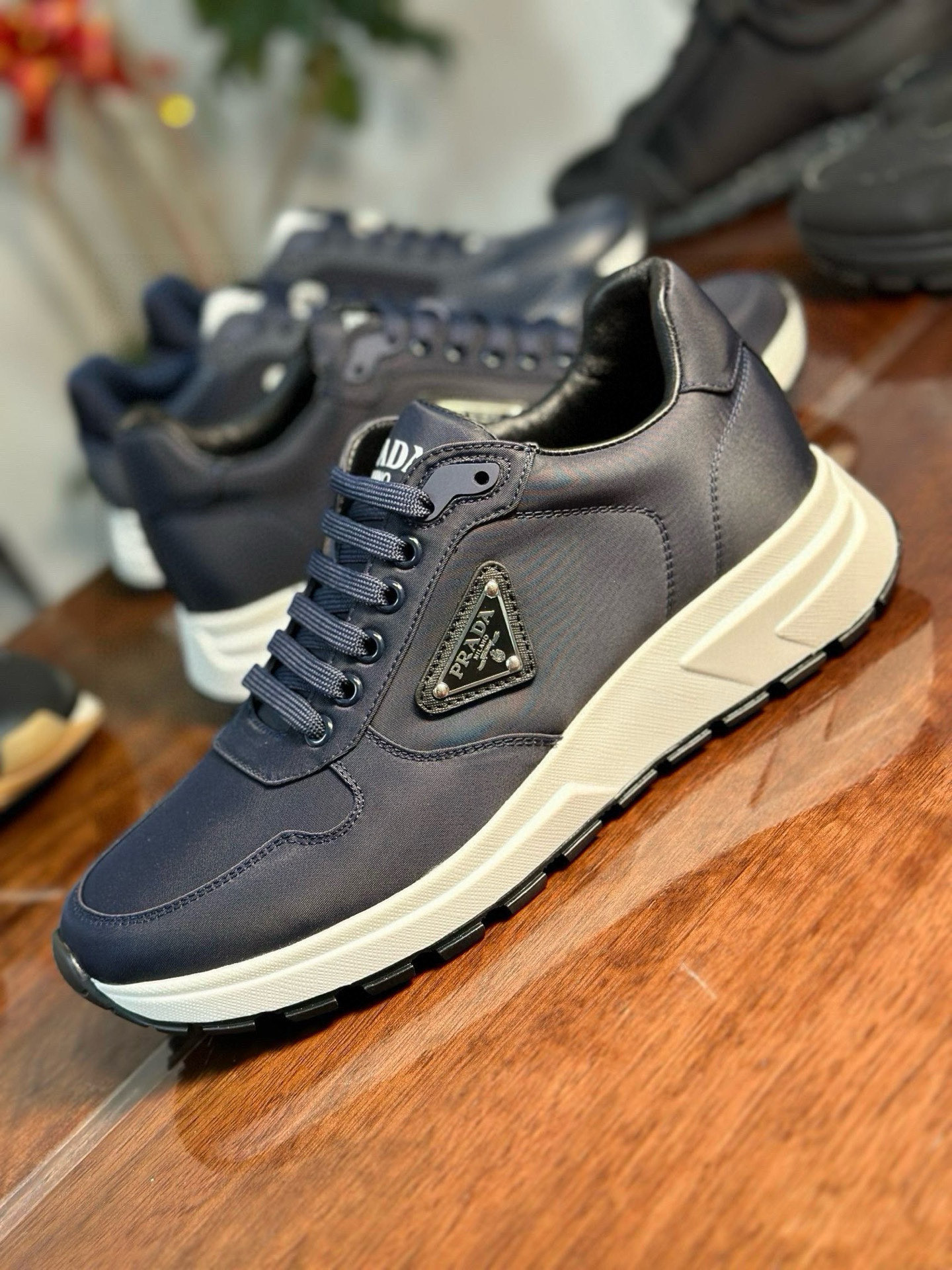 Prada Men's Blue Leather and Fabric Sneakers with Lace Closure 7 i1742956444649 2675 0 5