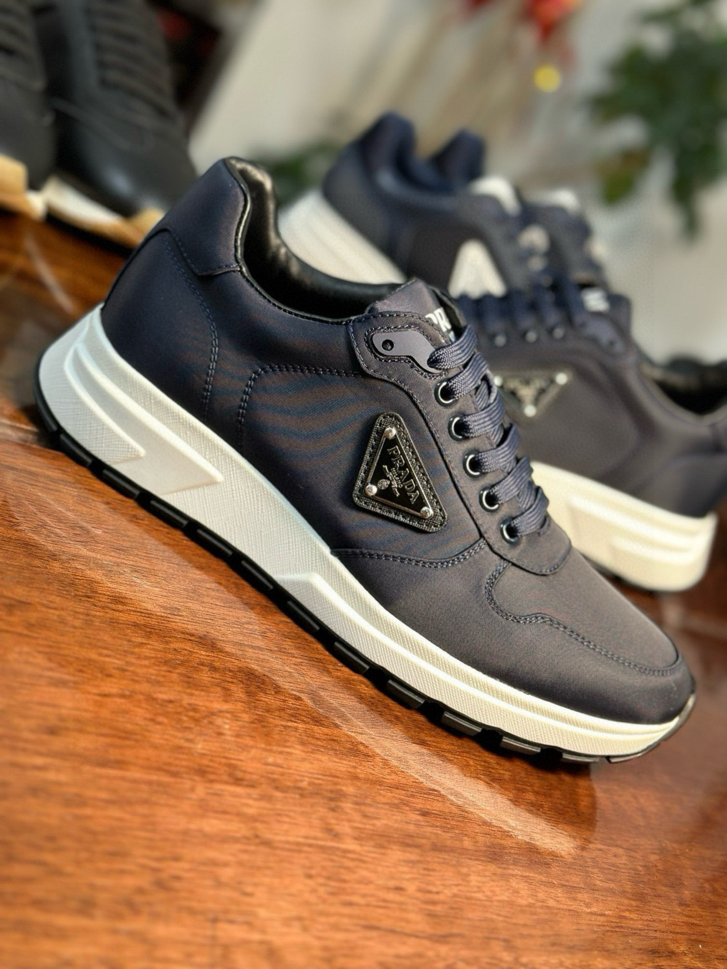 Prada Men's Blue Leather and Fabric Sneakers with Lace Closure 6 i1742956445495 2950 0 4