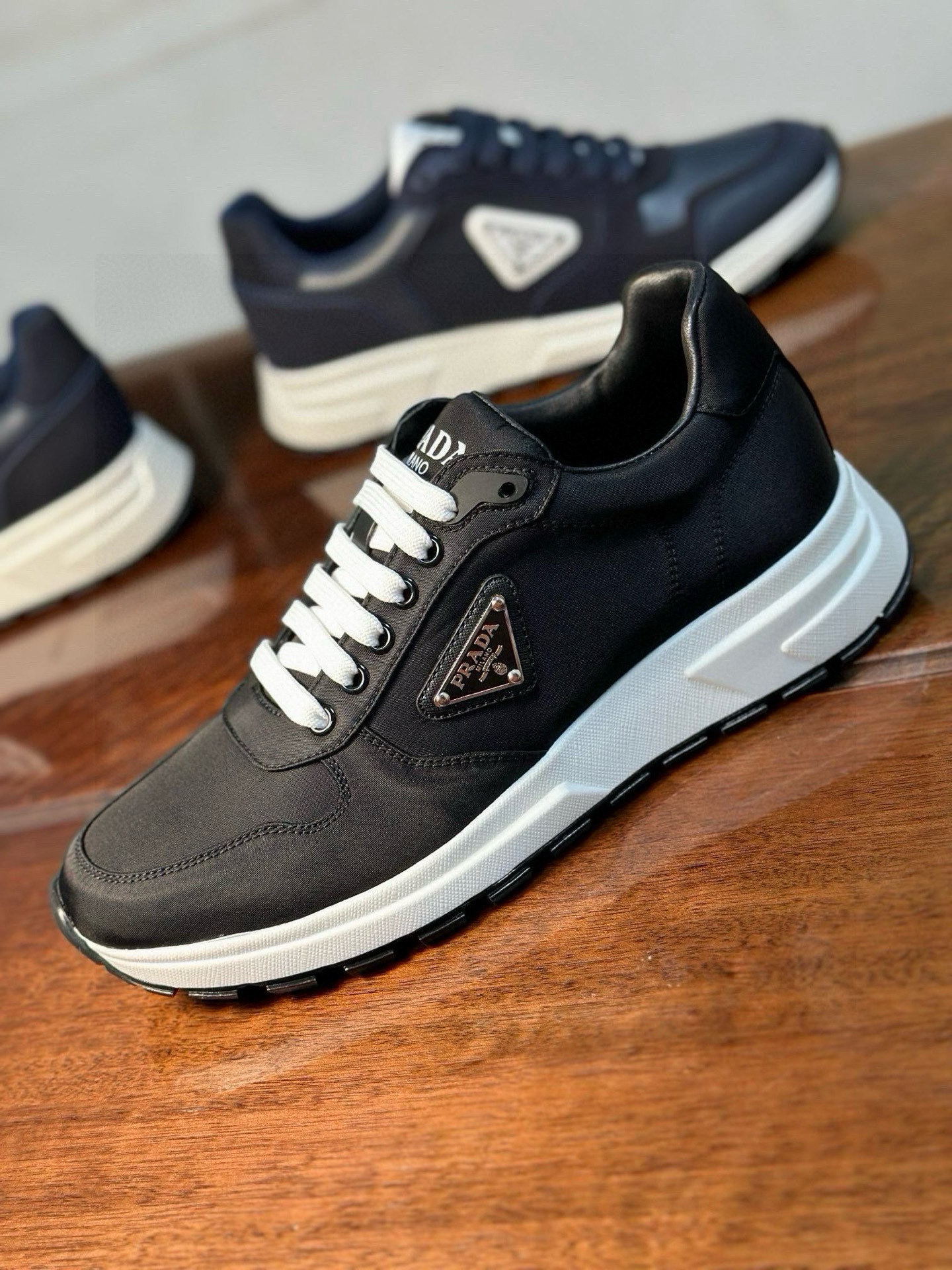 Prada Men's Black Fabric Sneakers with Leather Trim and Rubber Sole 8 i1742956524035 1525 0 6