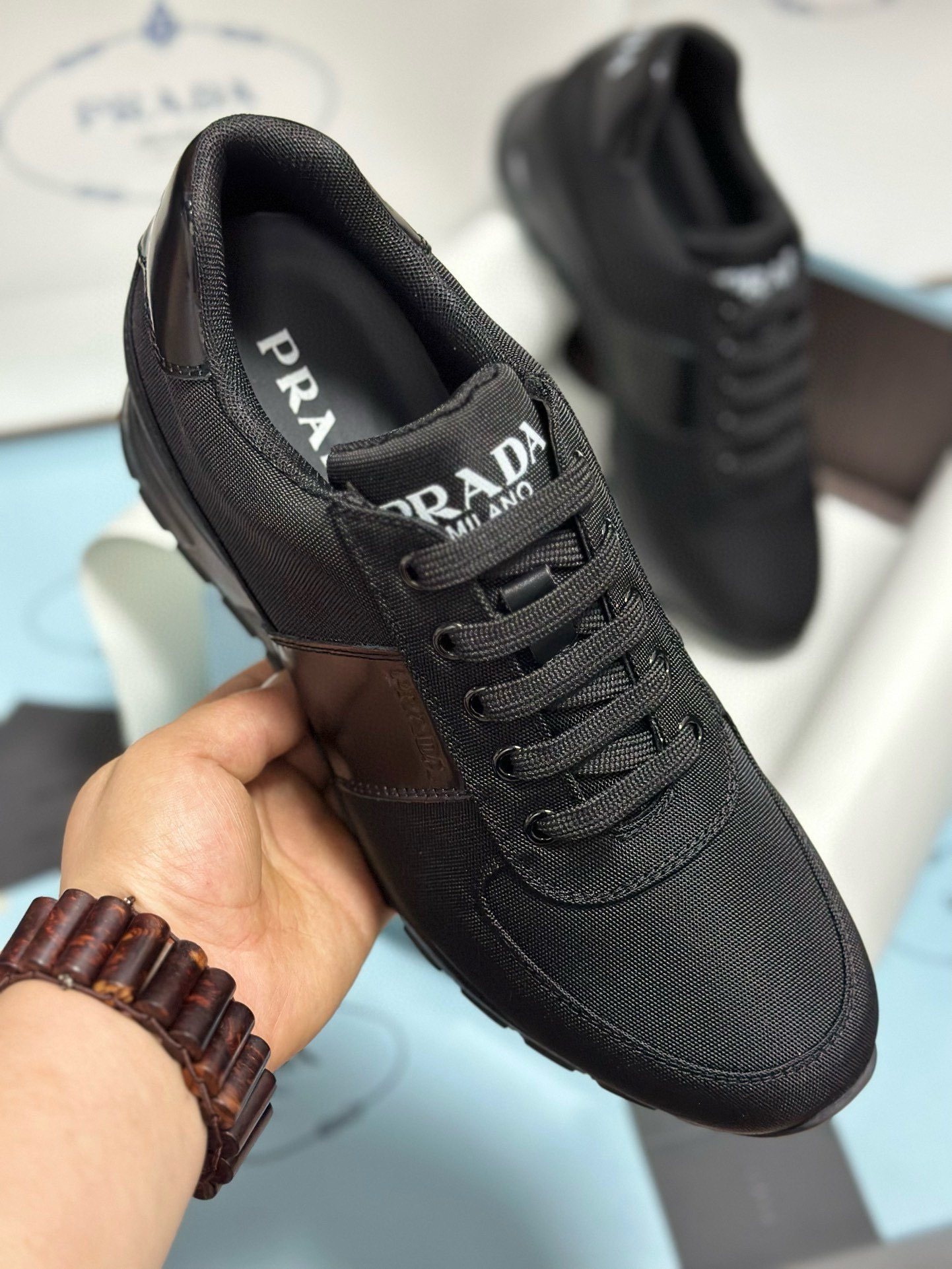 Prada Men's Black Fabric & Leather Sneakers - Italian Craftsmanship, Sizes 38-46 8 i1743471745477 8410 0 6