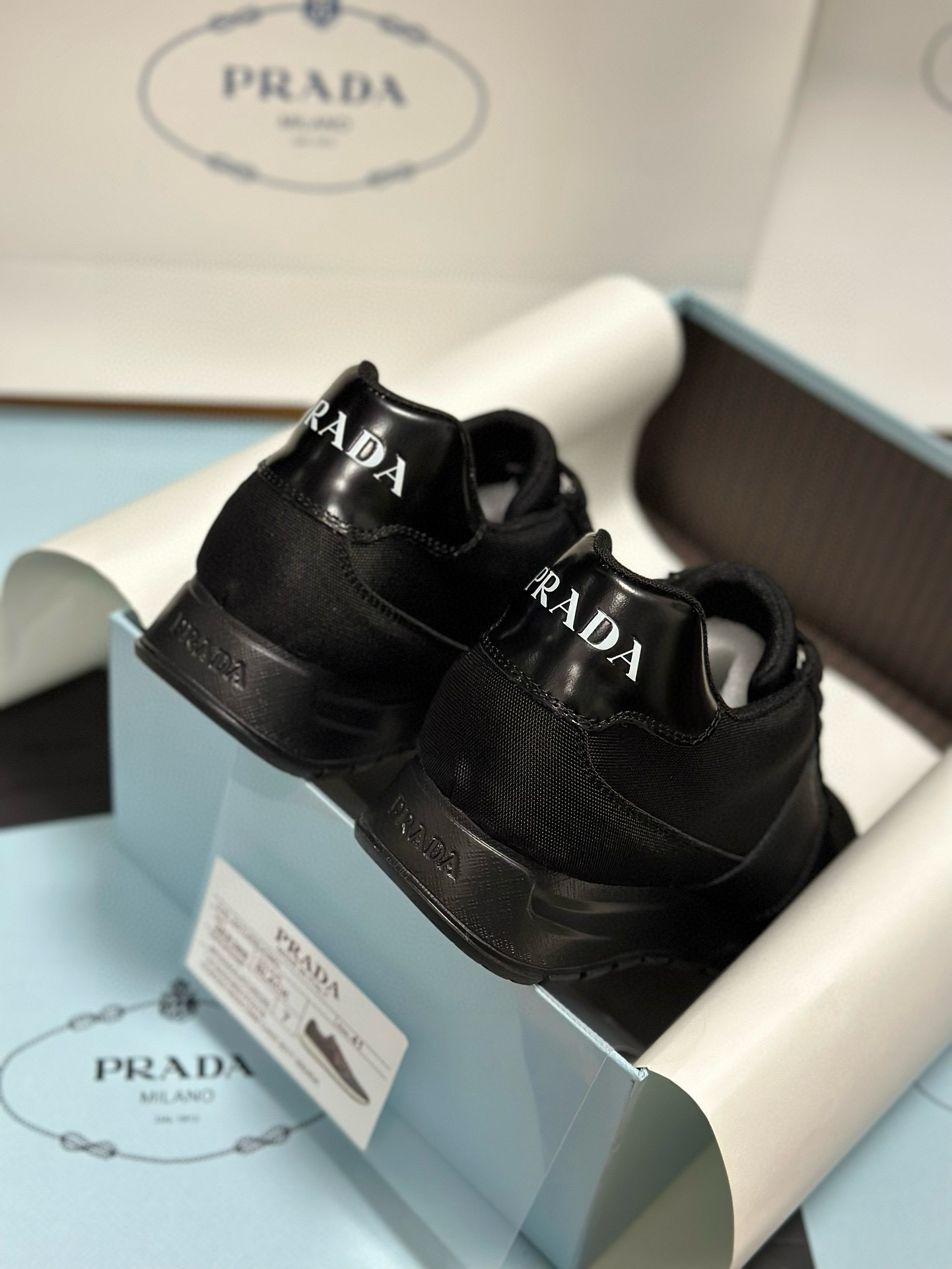 Prada Men's Black Fabric & Leather Sneakers - Italian Craftsmanship, Sizes 38-46 5 i1743471745477 9346 0 3