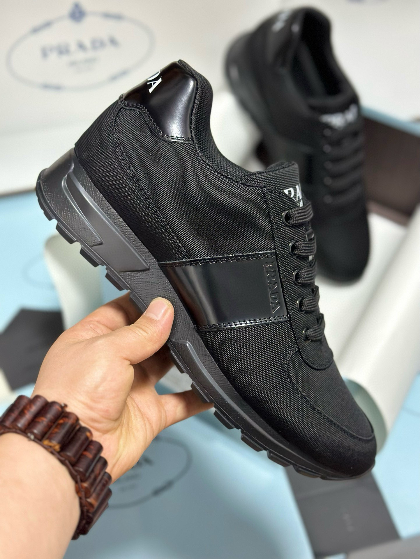Prada Men's Black Fabric & Leather Sneakers - Italian Craftsmanship, Sizes 38-46 7 i1743471746158 6283 0 5