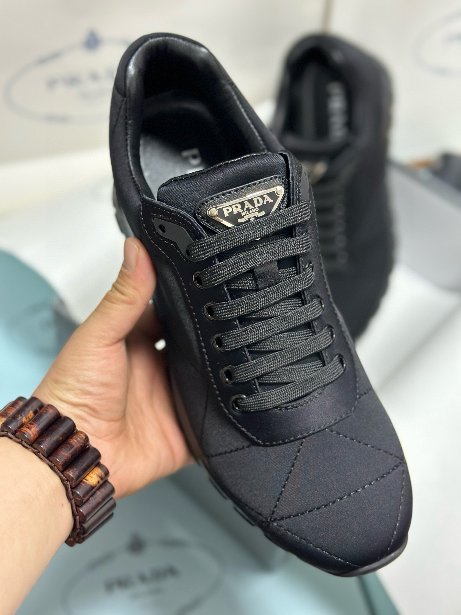 Prada Men's Black Fabric & Leather Sneakers - Comfortable & Durable 5 i1743471759542 605 0 3