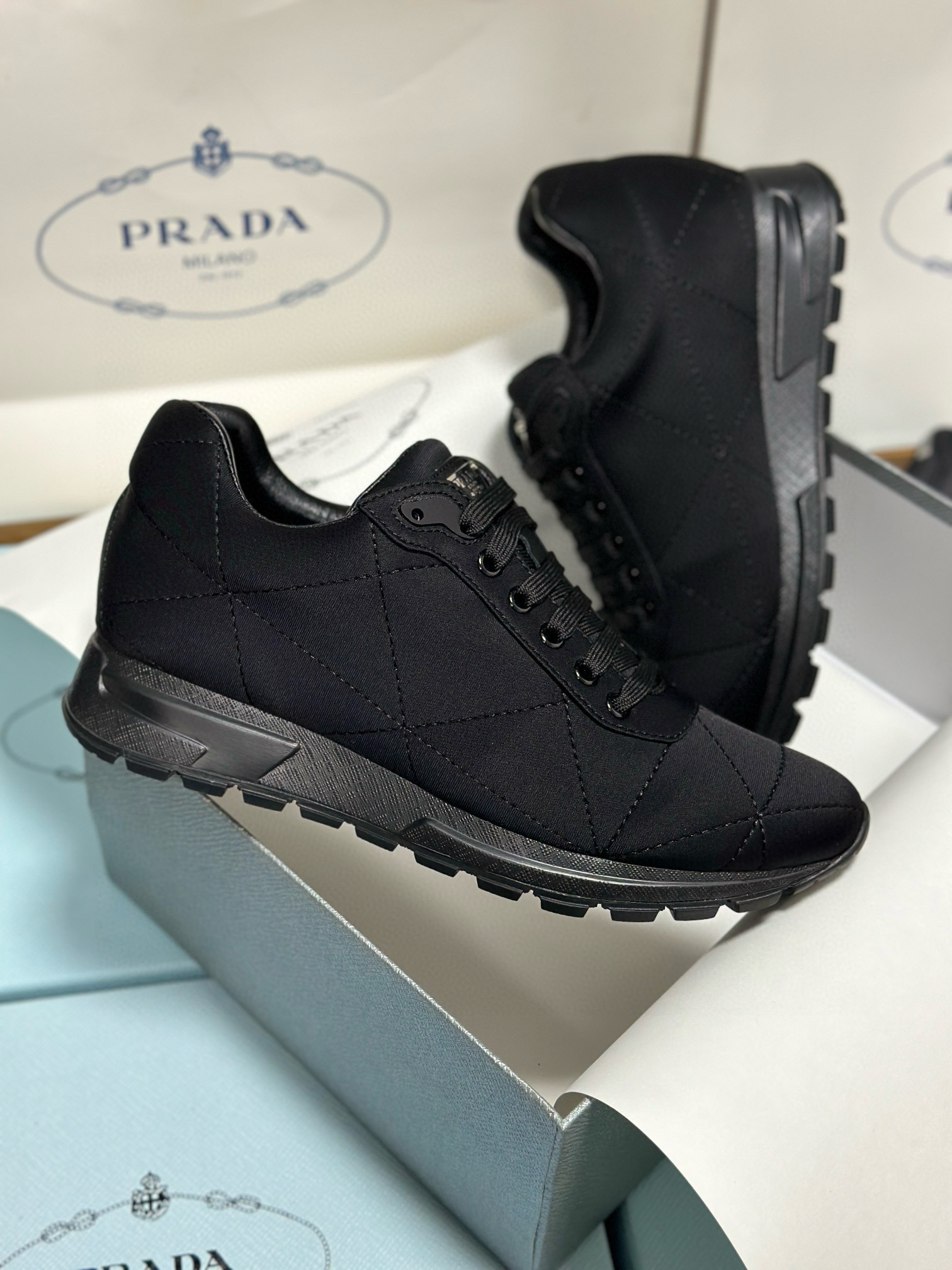 Prada Men's Black Fabric & Leather Sneakers - Comfortable & Durable 8 i1743471759807 2694 0 6