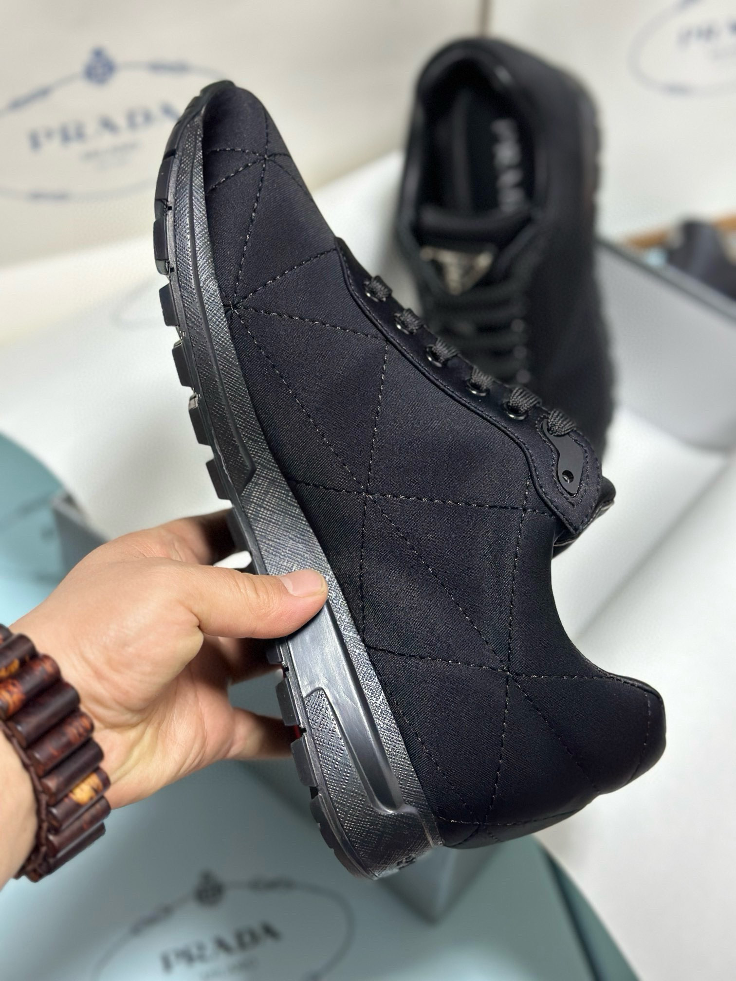 Prada Men's Black Fabric & Leather Sneakers - Comfortable & Durable 6 i1743471759809 6221 0 4