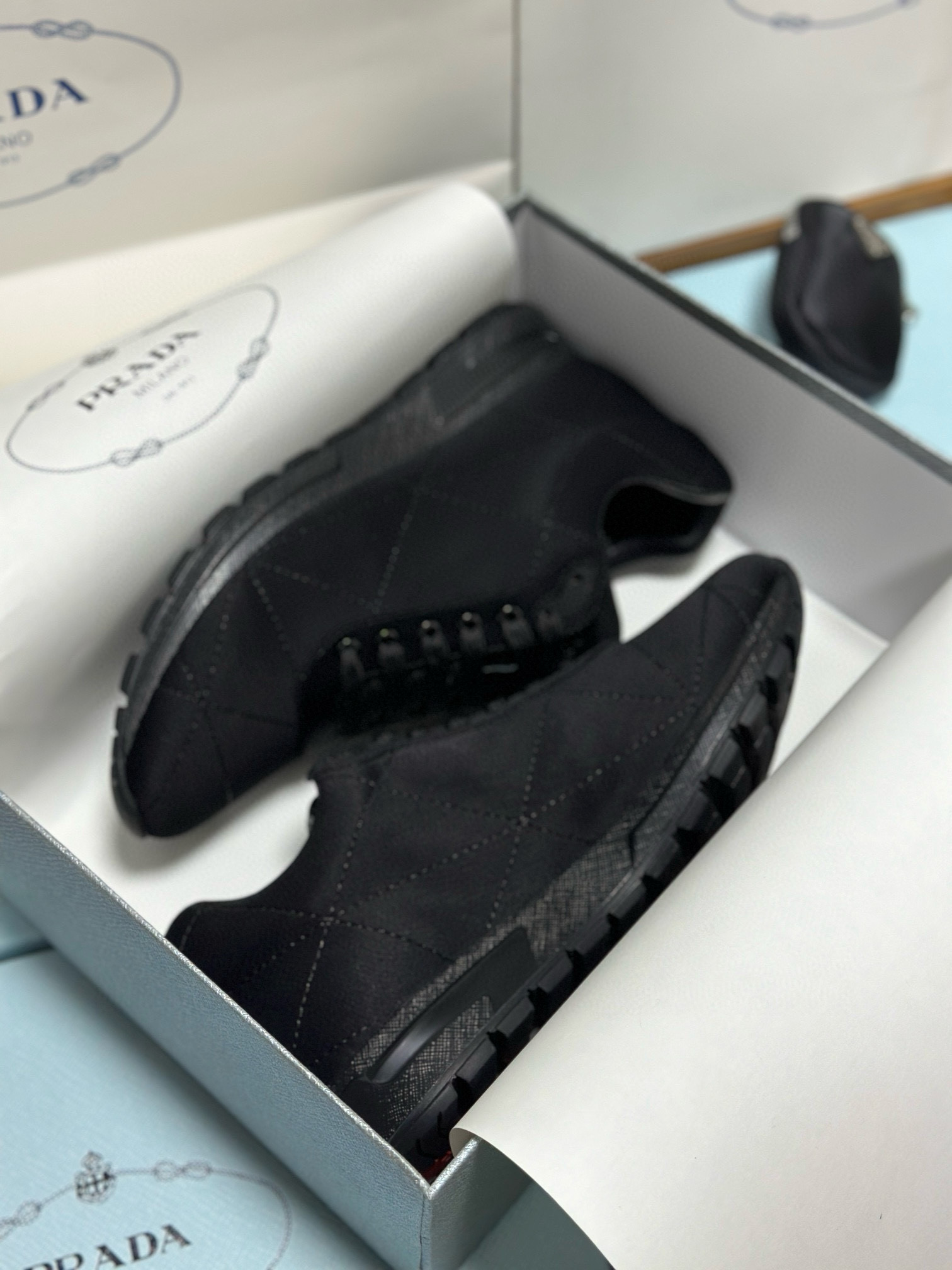 Prada Men's Black Fabric & Leather Sneakers - Comfortable & Durable 10 i1743471759810 1764 0 8
