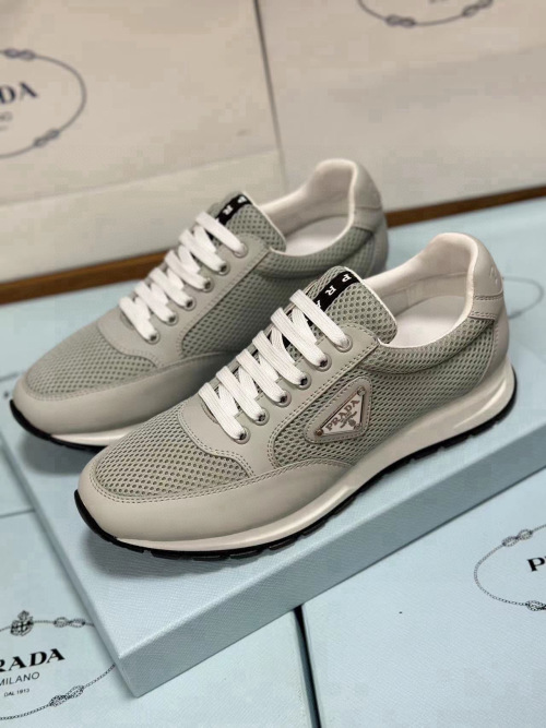 Prada Men's Light Grey Mesh & Leather Sneakers, Italian Made, Size 38-46 1 Prada Men's Light Grey Mesh & Leather Sneakers, Italian Made, Size 38-46