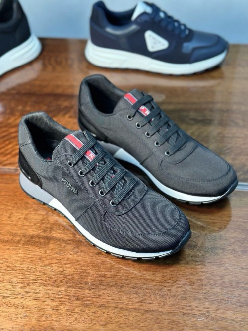 Prada Men's Fabric and Leather Low-Top Sneakers - Casual Comfort 1 Prada Men's Fabric and Leather Low-Top Sneakers - Casual Comfort