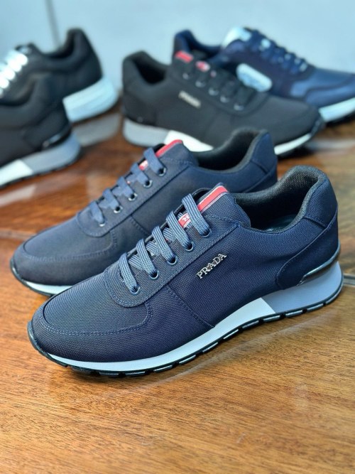Prada Men's Lightweight Lace-Up Sneakers in Blue - Size 38-46