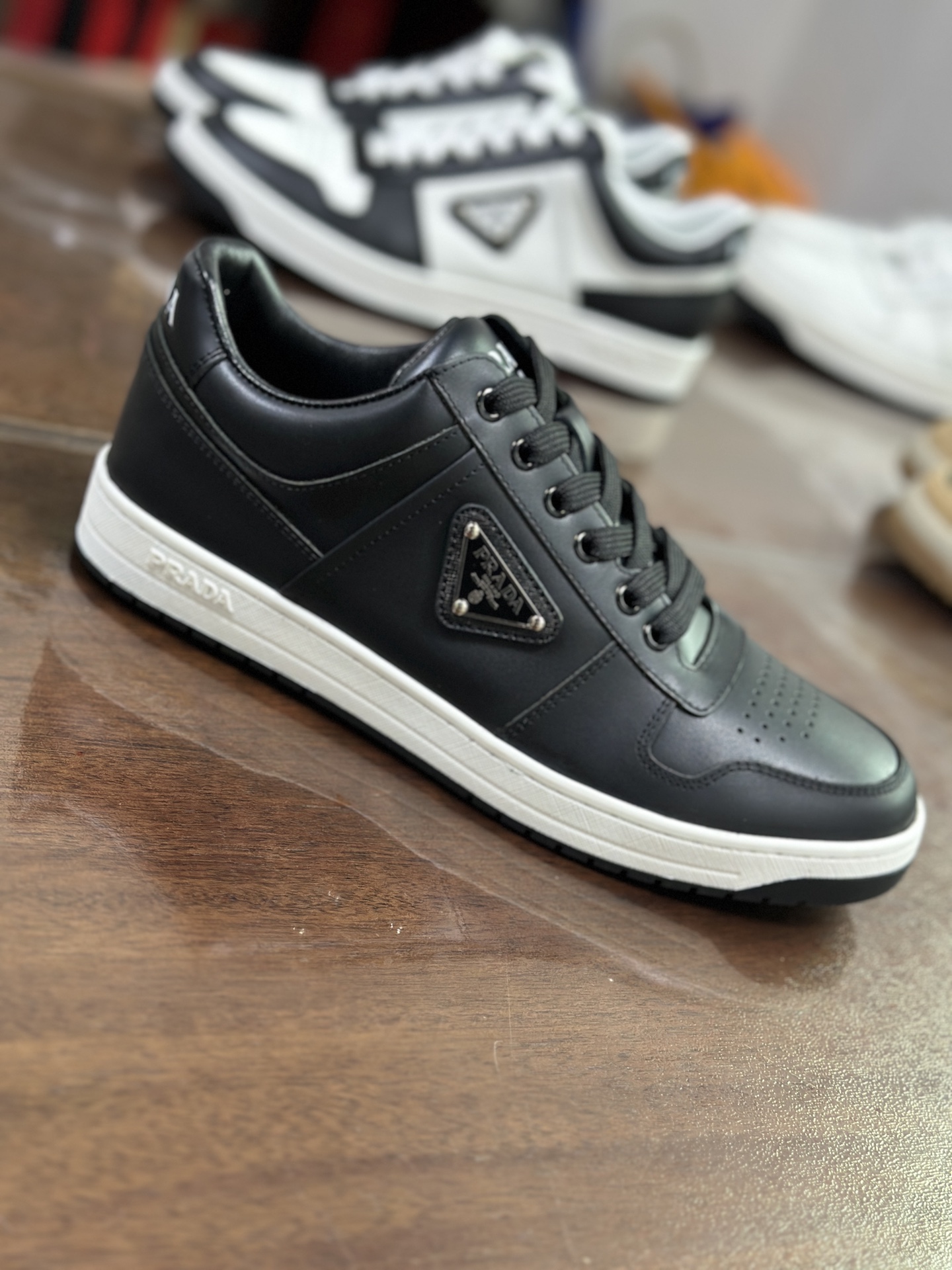 Prada Leather Sneakers - Black Nappa Leather, Metal Logo Detail, Made in Italy 5 i1744446658414 1820 0 3