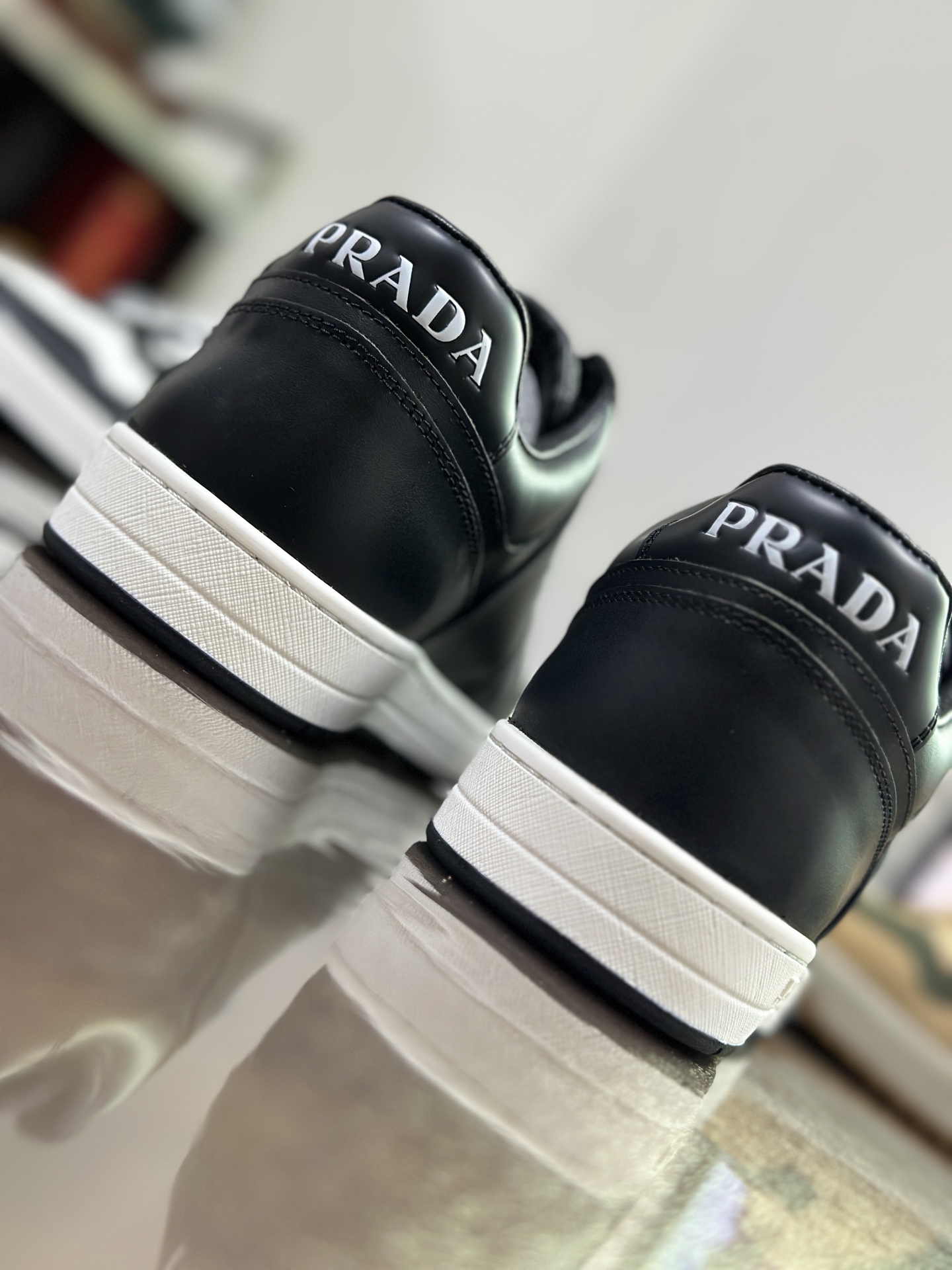 Prada Leather Sneakers - Black Nappa Leather, Metal Logo Detail, Made in Italy 4 i1744446658523 7460 0 2