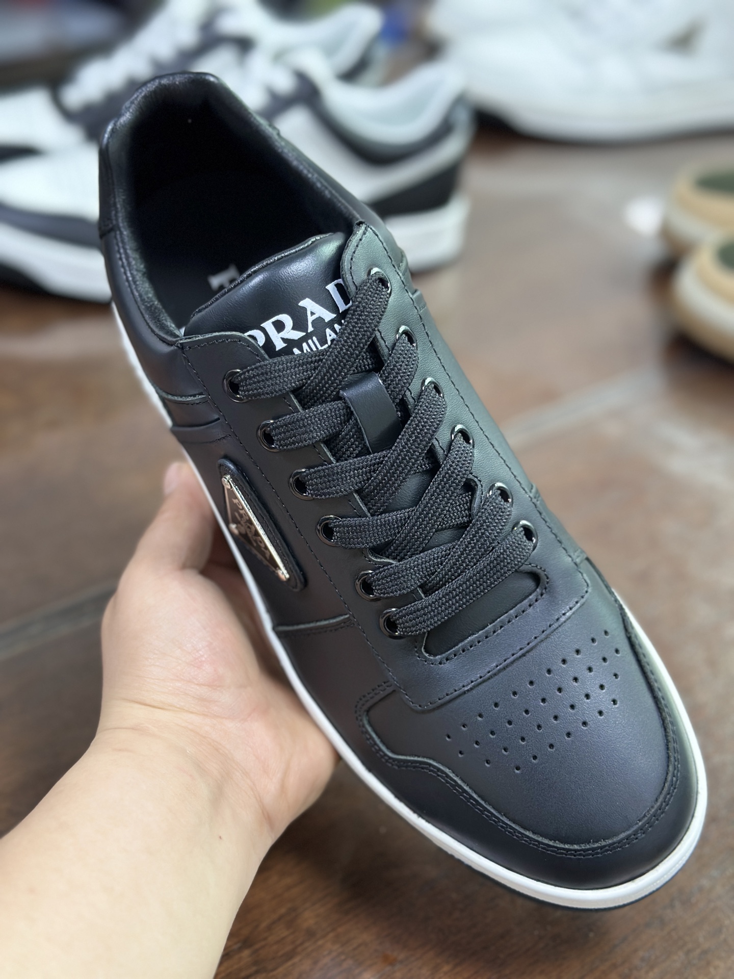Prada Leather Sneakers - Black Nappa Leather, Metal Logo Detail, Made in Italy 8 i1744446659304 3297 0 6