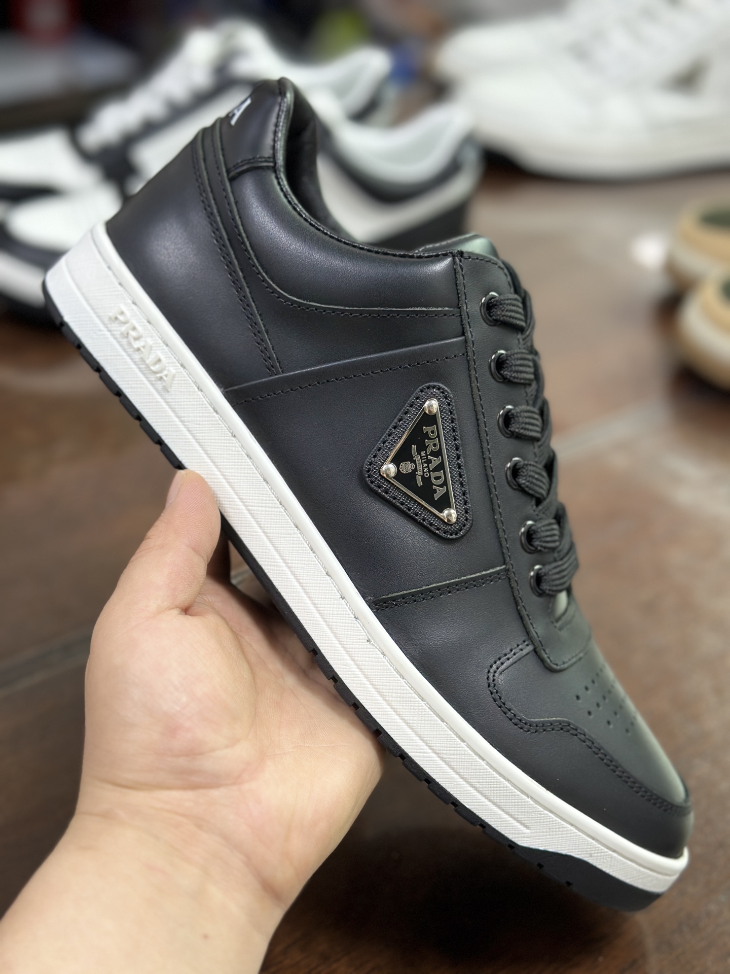 Prada Leather Sneakers - Black Nappa Leather, Metal Logo Detail, Made in Italy 7 i1744446659380 9079 0 5