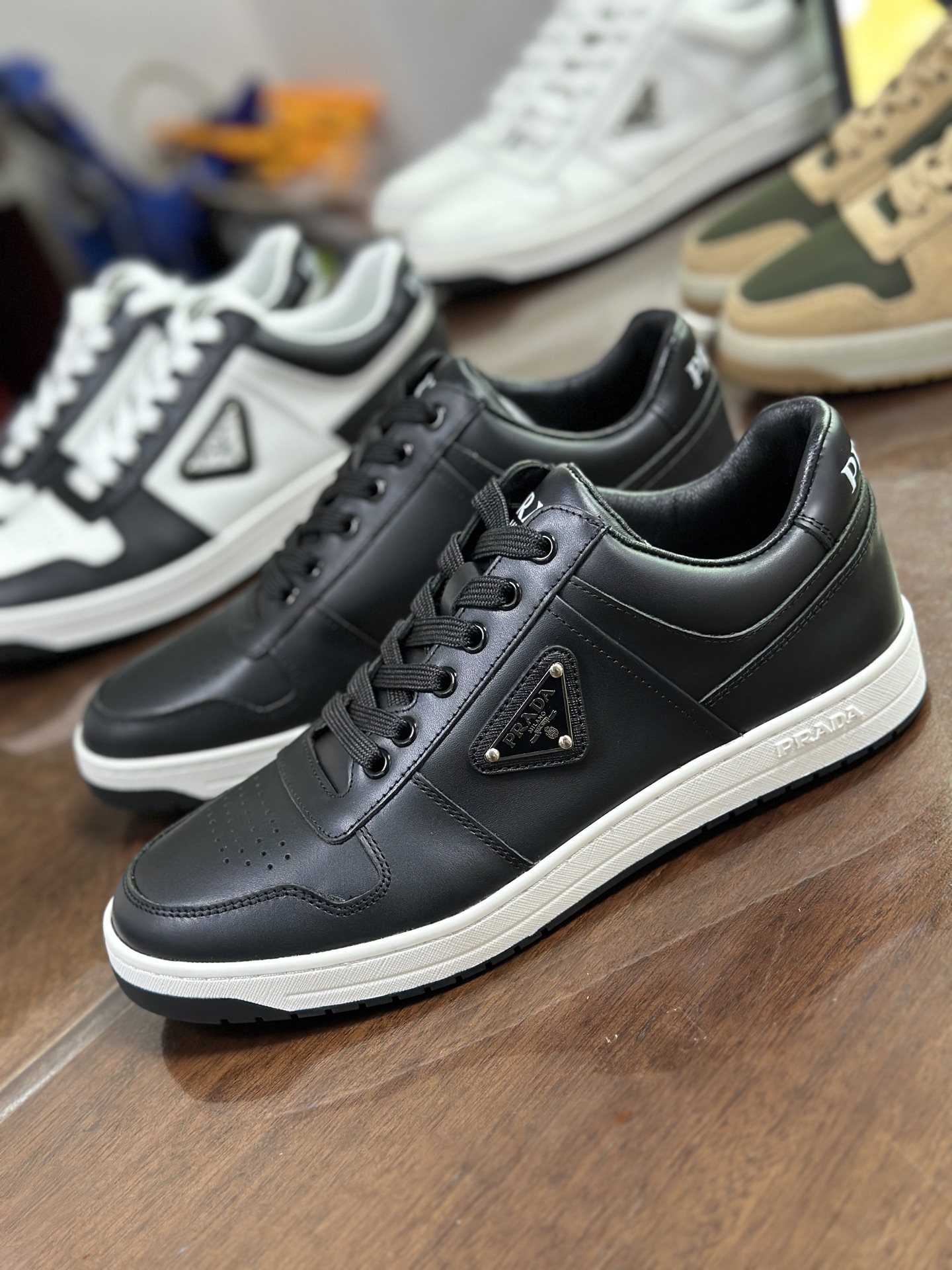 Prada Leather Sneakers - Black Nappa Leather, Metal Logo Detail, Made in Italy 3 i1744446659388 5384 0 1