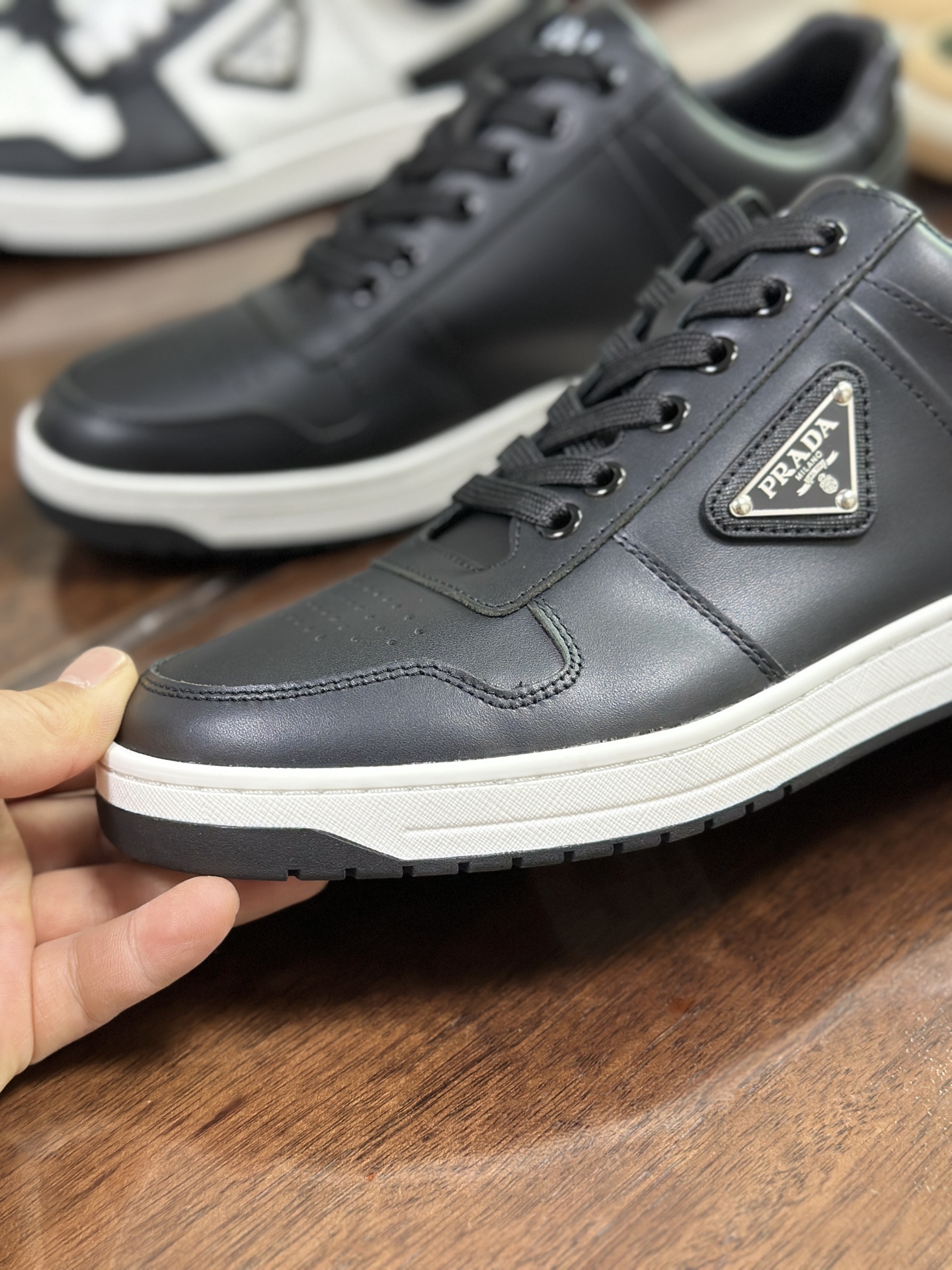 Prada Leather Sneakers - Black Nappa Leather, Metal Logo Detail, Made in Italy 10 i1744446659395 5966 0 8