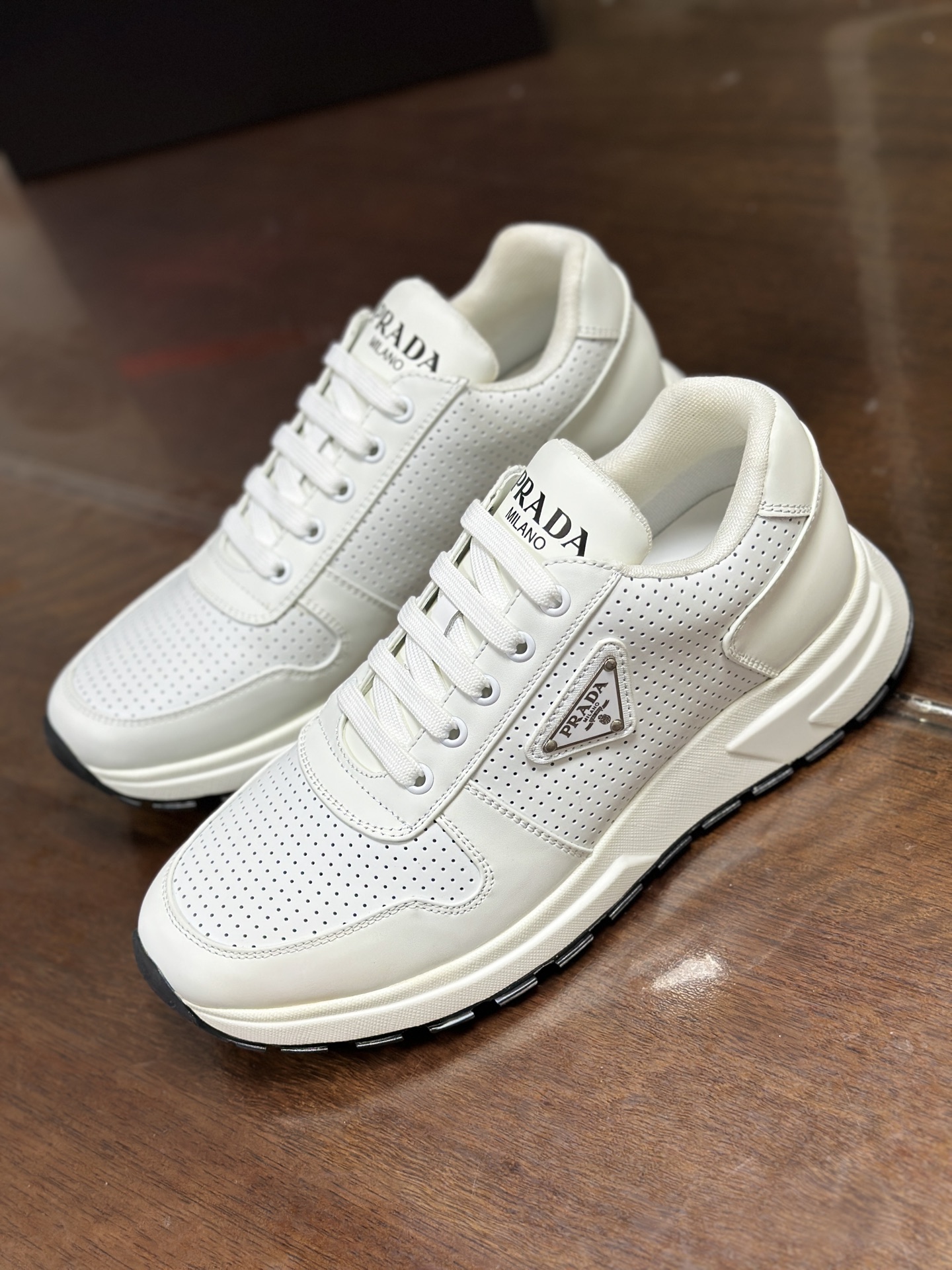 Prada Milano White Leather Sneakers, Italian Craftsmanship, Comfortable Fit