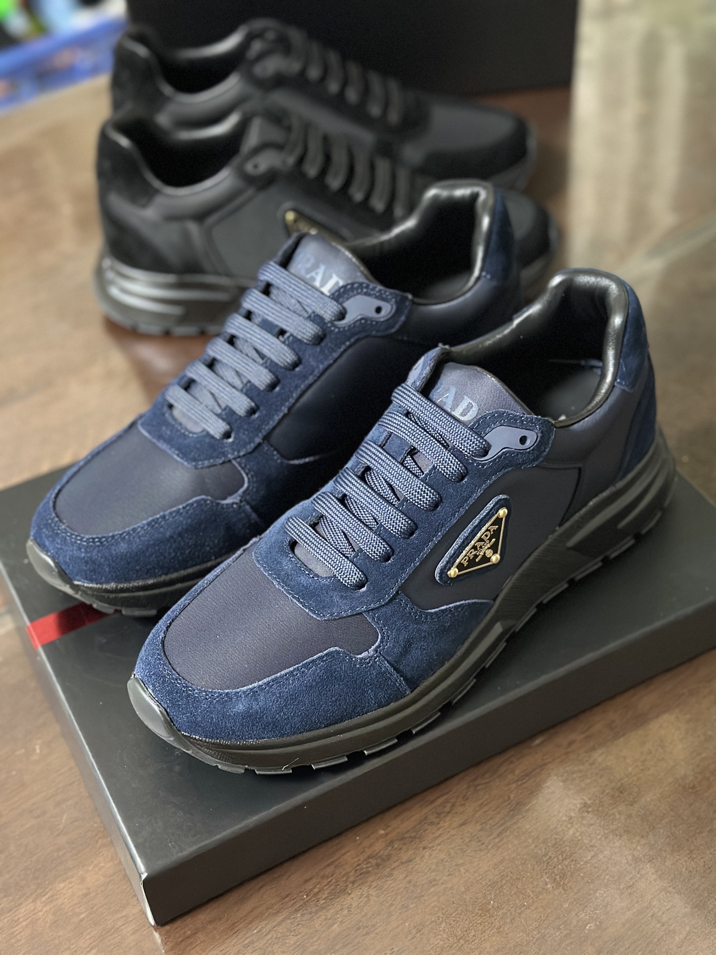 Prada Re-Nylon & Suede Leather Sneakers with Logo Laces - Stylish & Comfortable 3 i1750129147196 3124 0 2