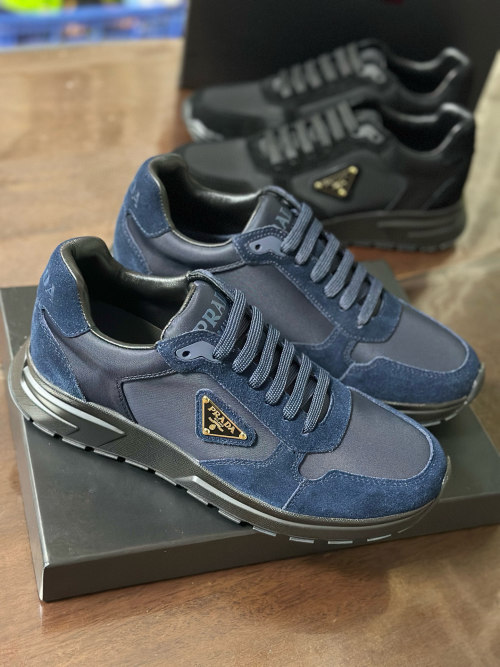 Prada Re-Nylon & Suede Leather Sneakers with Logo Laces & Lightweight Sole 1 Prada Re-Nylon & Suede Leather Sneakers with Logo Laces & Lightweight Sole