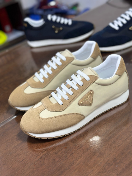 Prada Men's Leather Trim Sneakers Casual Lace-Up Comfortable Shoes 1 Prada Men's Leather Trim Sneakers Casual Lace-Up Comfortable Shoes
