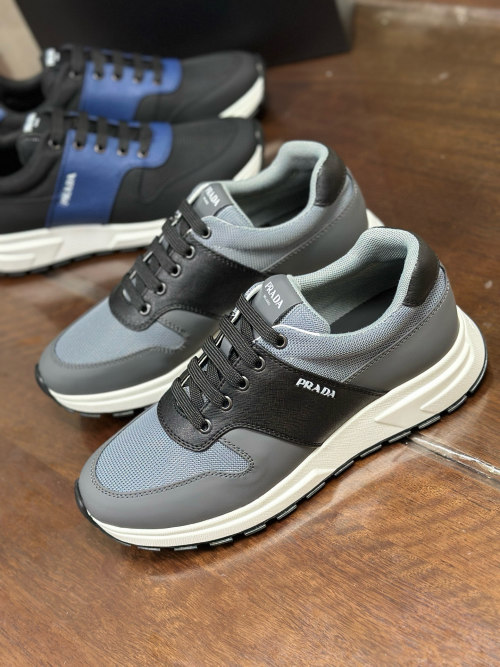 Prada Men's Leather and Mesh Lace-Up Sneakers - Comfortable & Stylish