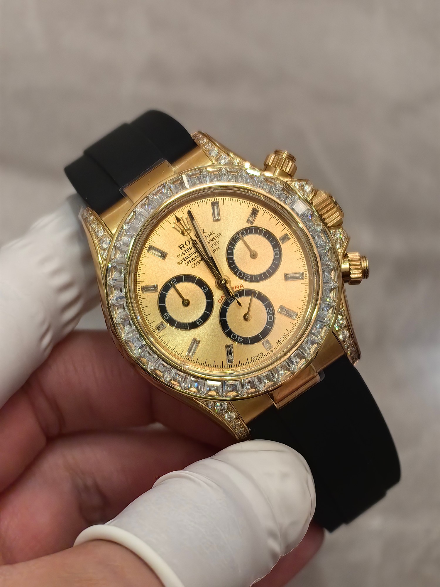 NO:385155,FH factory Ditona 126538 counterweight version Artificial cultivation diamonds can be repeatedly wrapped with gold without peeling or fading. 4131 integrated movement,19860909FH factory 迪通拿126538配重版 人工培育钻 不掉皮不掉色可以反复包金 4131一体机芯,,Watch