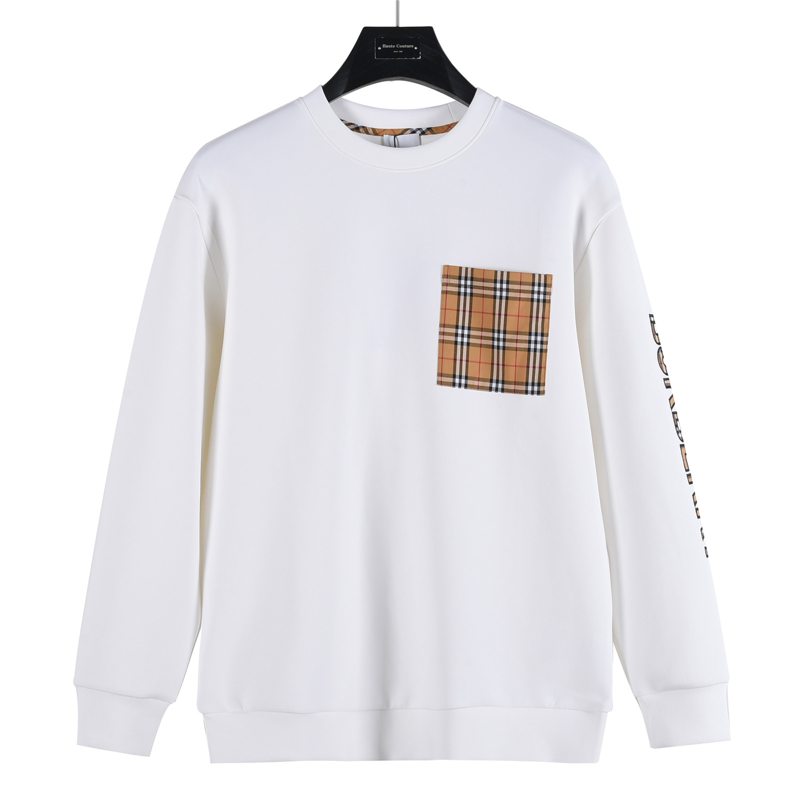 Burberry/巴宝莉 25ss 口袋格纹袖子字母大标太空棉卫衣黑色 白色