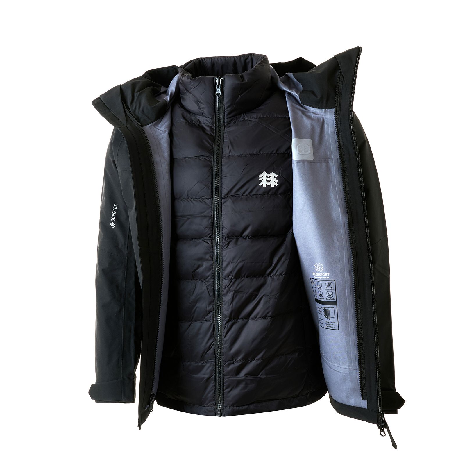KOLON SPORT 可隆三合一拆卸羽绒服 黑色