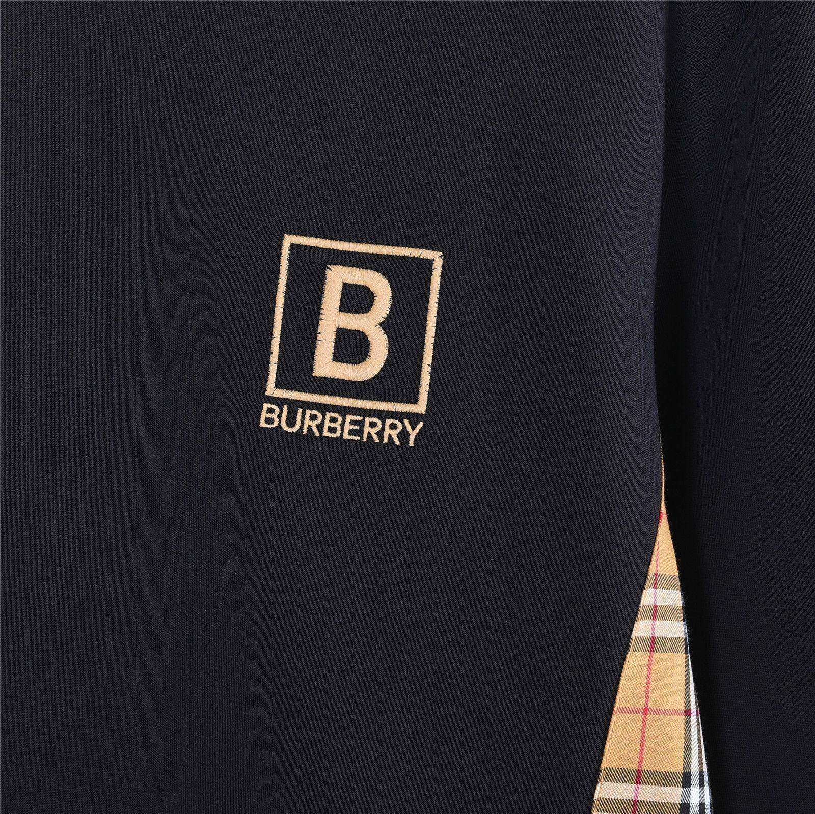Burberrv/巴宝利25SS方框方块刺绣B侧边格纹圆领卫衣 长袖太空棉卫衣