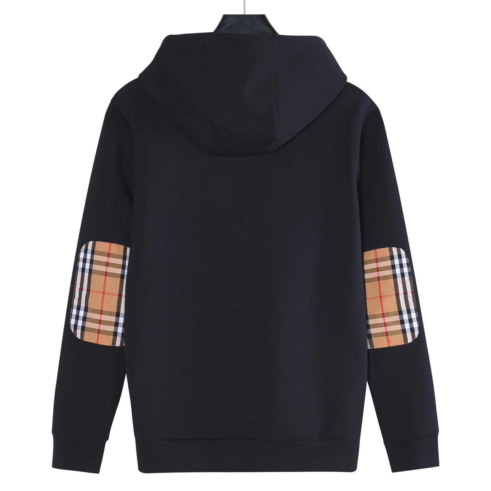 Burberry/巴宝莉 胸口圆圈刺绣战马手臂格纹贴布连帽卫衣白色 黑色