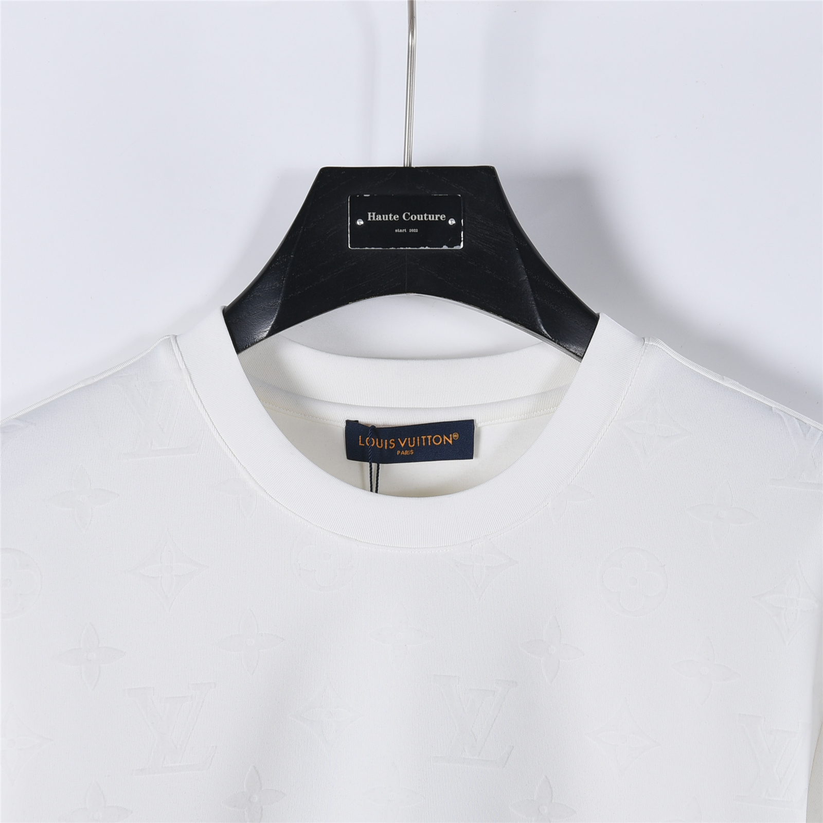 LouisVuitton/路易威登25ss植绒满印长袖 LouisVuitton/路易威登八明治空气层套头圆领长袖 打底衫黑色 白色