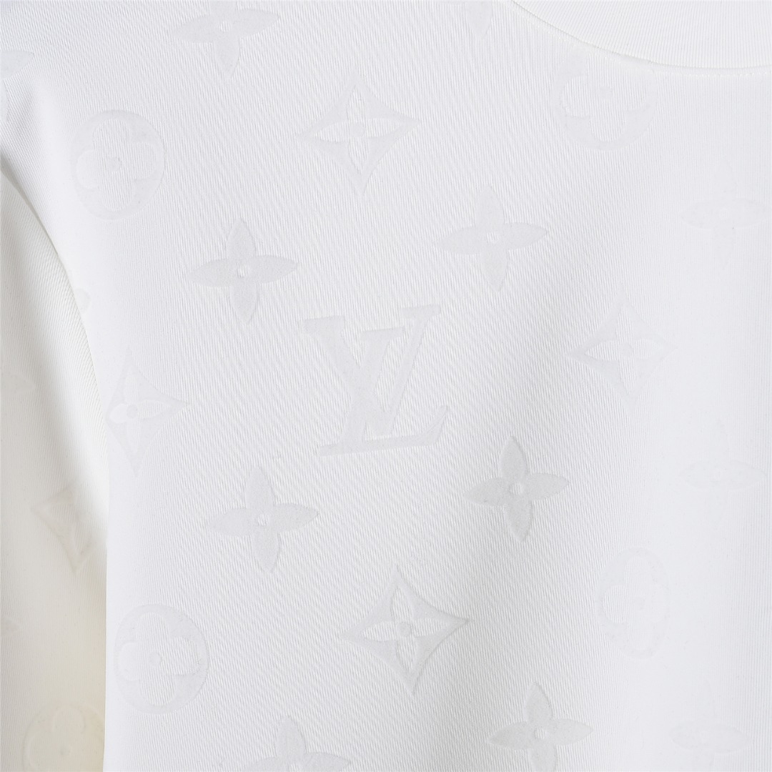 LouisVuitton/路易威登25ss植绒满印长袖 LouisVuitton/路易威登八明治空气层套头圆领长袖 打底衫黑色 白色