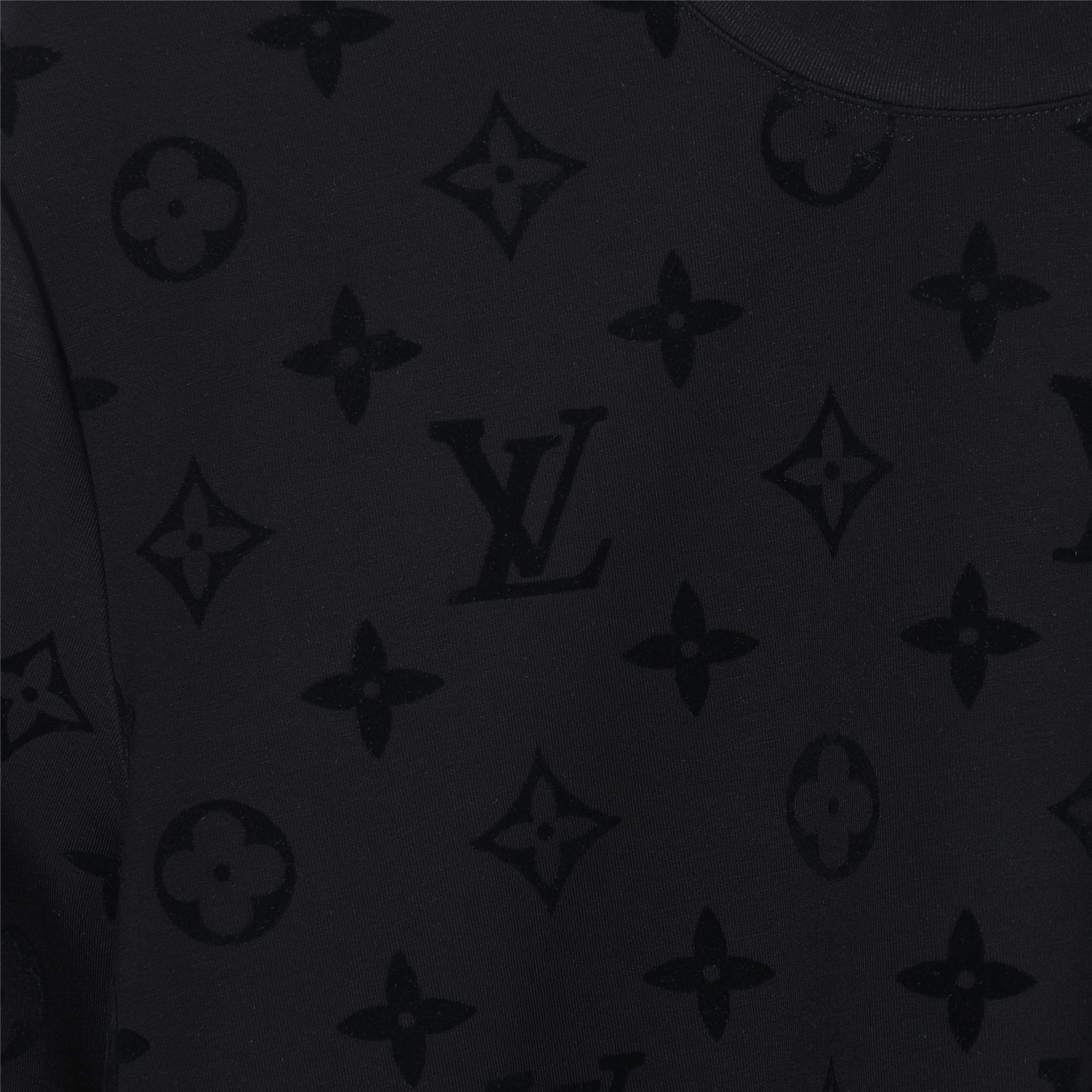 LouisVuitton/路易威登25ss植绒满印长袖 LouisVuitton/路易威登八明治空气层套头圆领长袖 黑色 白色