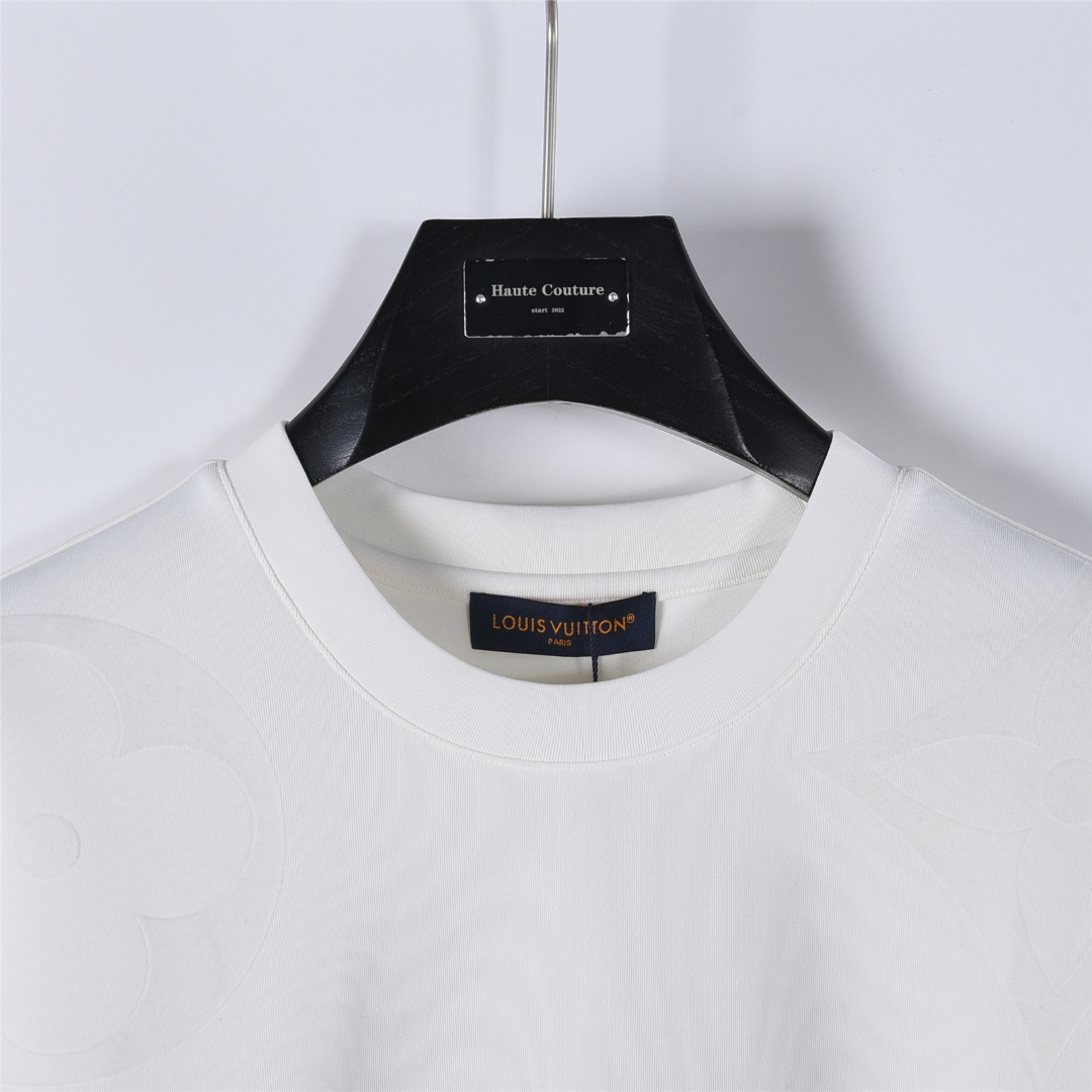 LouisVuitton/路易威登25ssLV大LOGO植绒满印长袖 黑色 白色