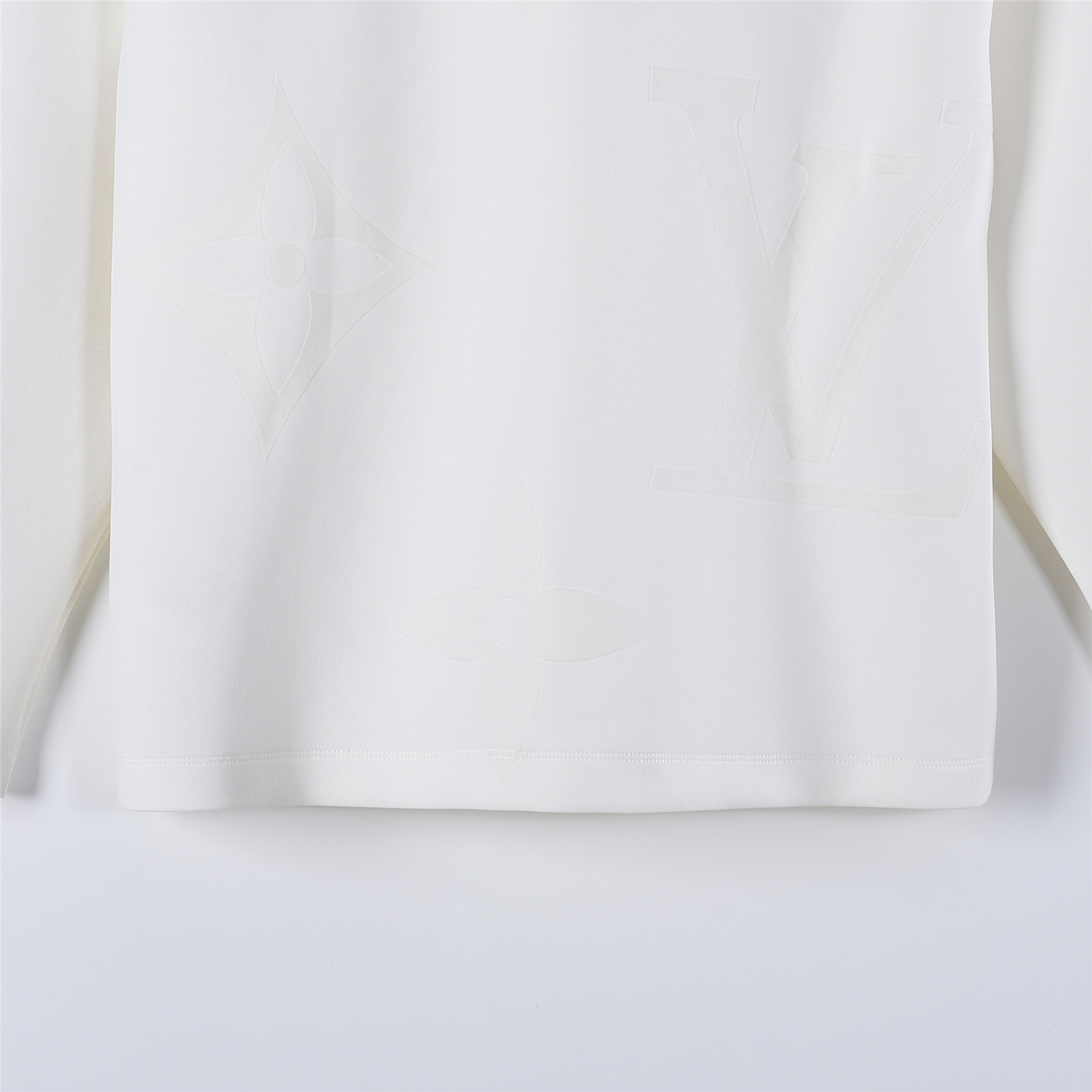 LouisVuitton/路易威登25ssLV大LOGO植绒满印长袖 黑色 白色