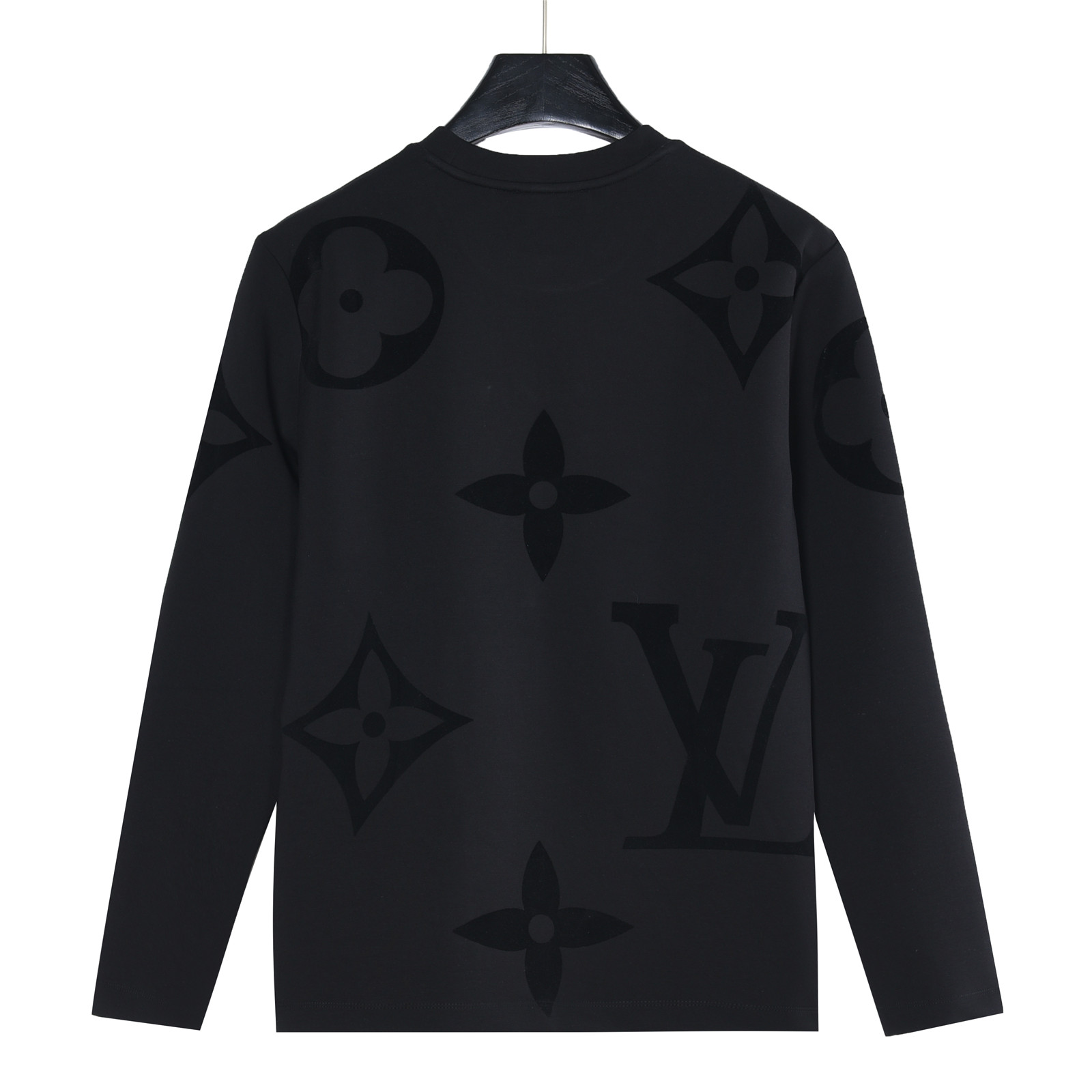 LouisVuitton/路易威登25ssLV大LOGO植绒满印长袖 黑色 白色