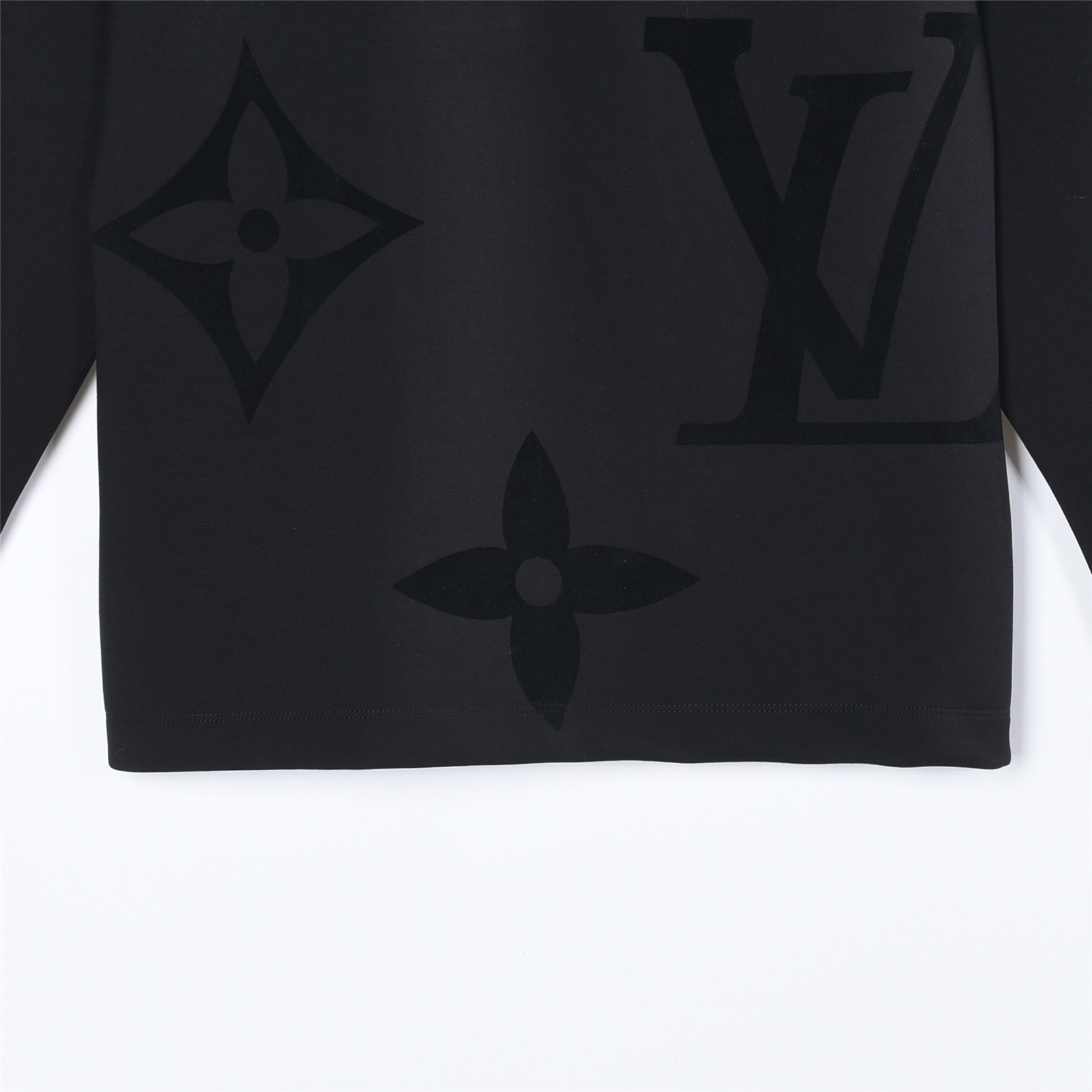 LouisVuitton/路易威登25ssLV大LOGO植绒满印长袖 黑色 白色