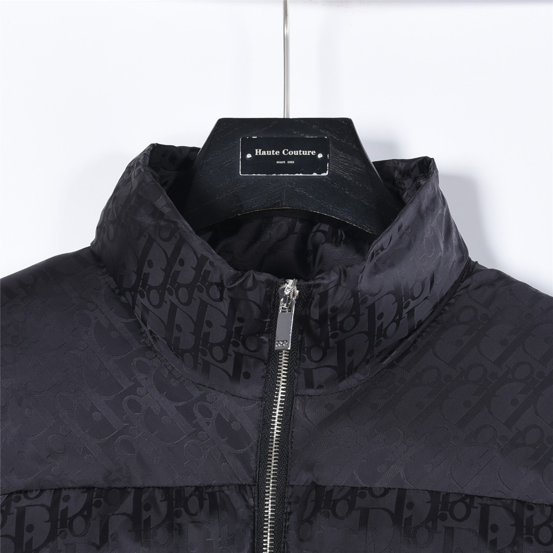 DIOR/迪奥暗纹老花立领羽绒服 黑色 金灰 藏青
