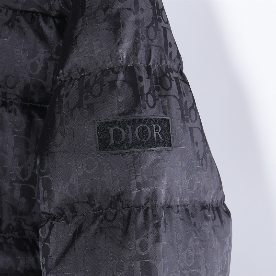 DIOR/迪奥暗纹老花立领羽绒服 黑色 金灰 藏青