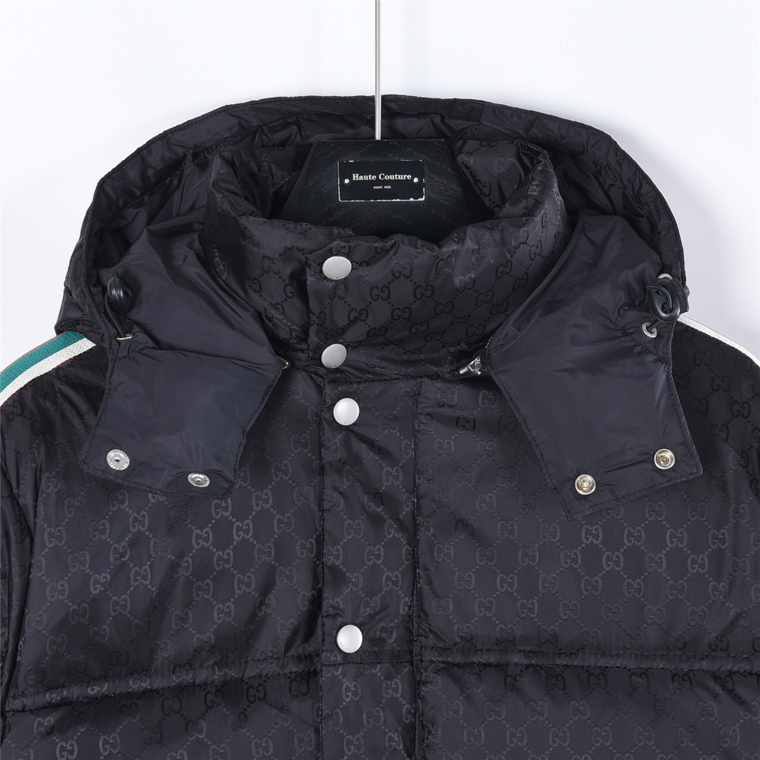 Gucci/古驰红绿织带羽绒服 黑色