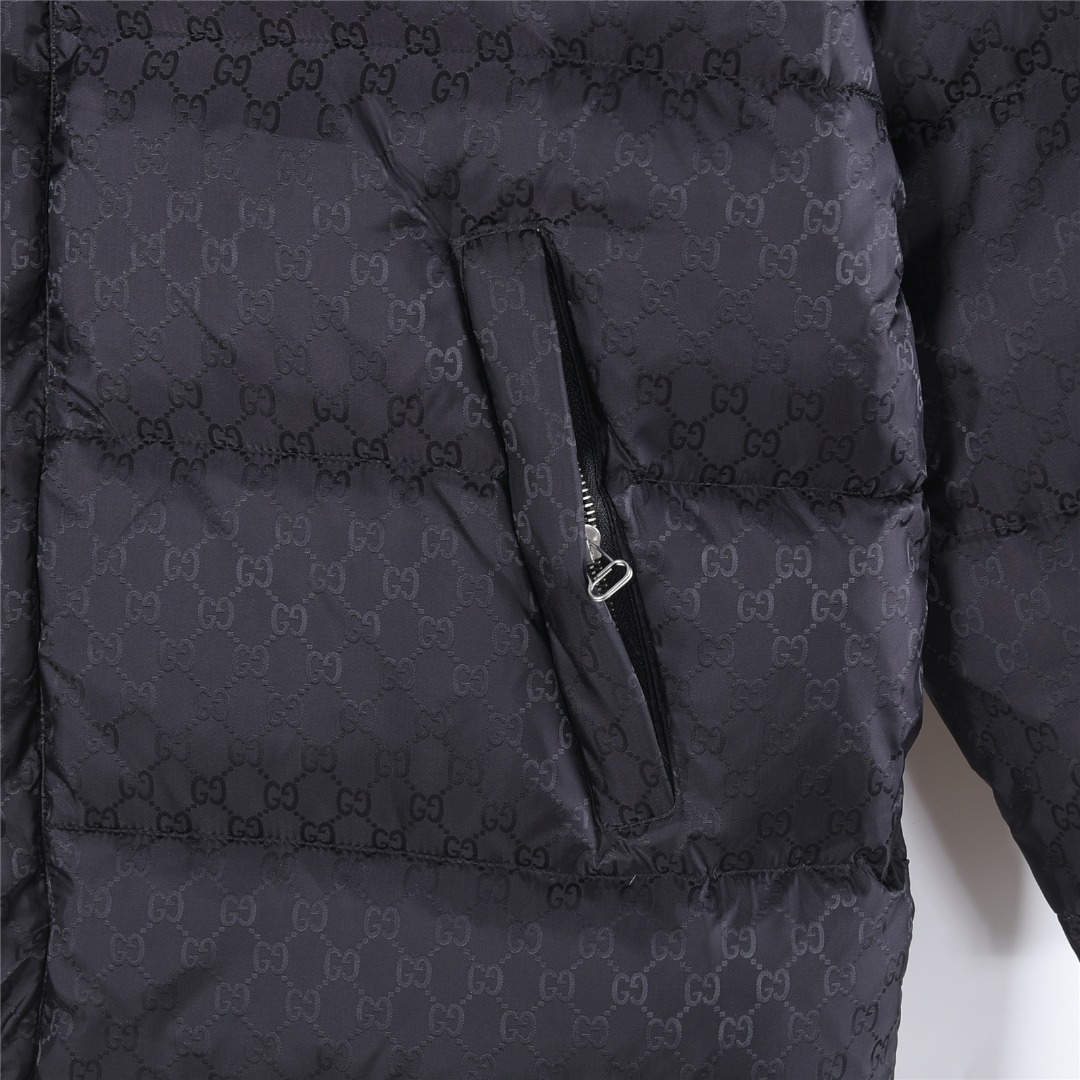 Gucci/古驰红绿织带羽绒服 黑色