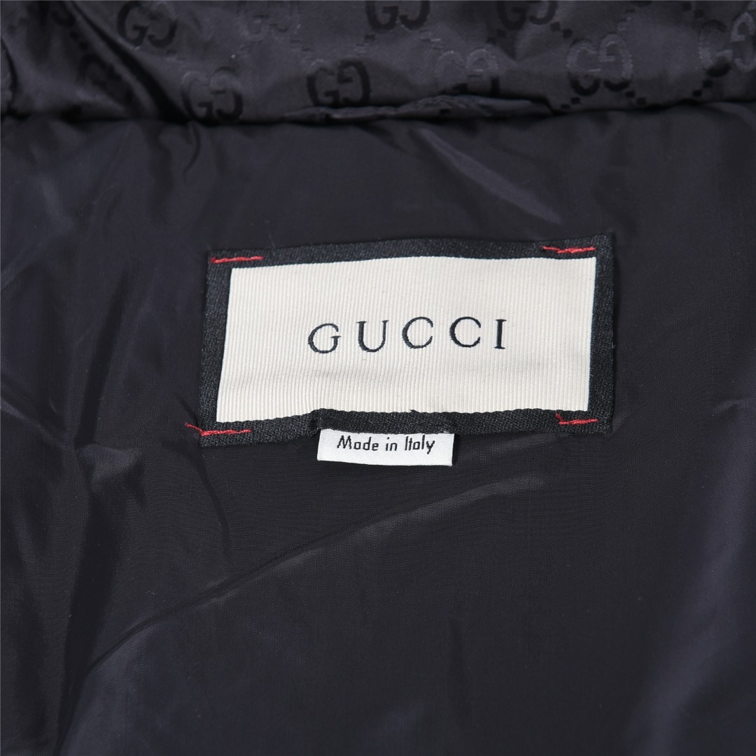 Gucci/古驰红绿织带羽绒服 黑色